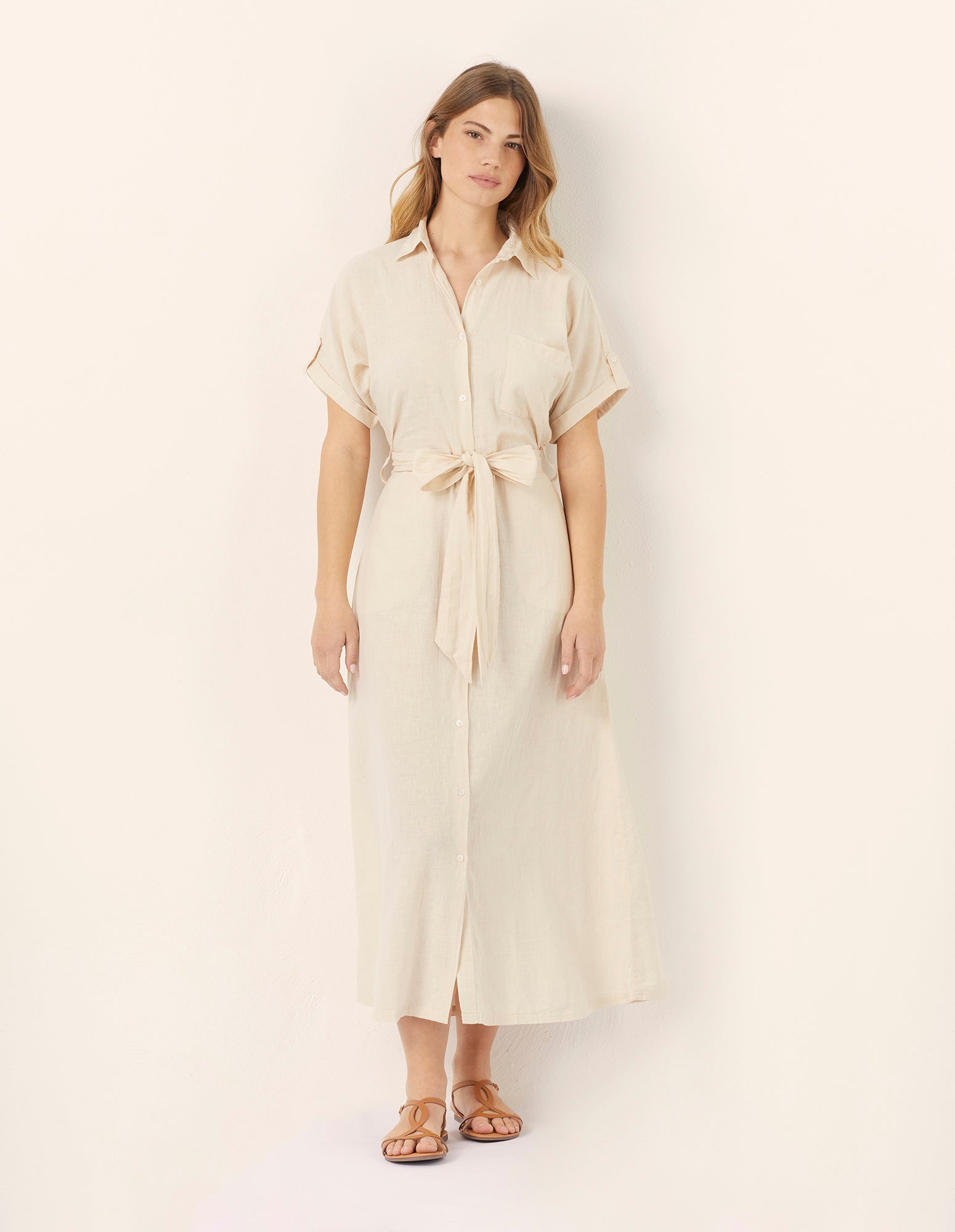 Abito lungo tinta unita Cotton Linen