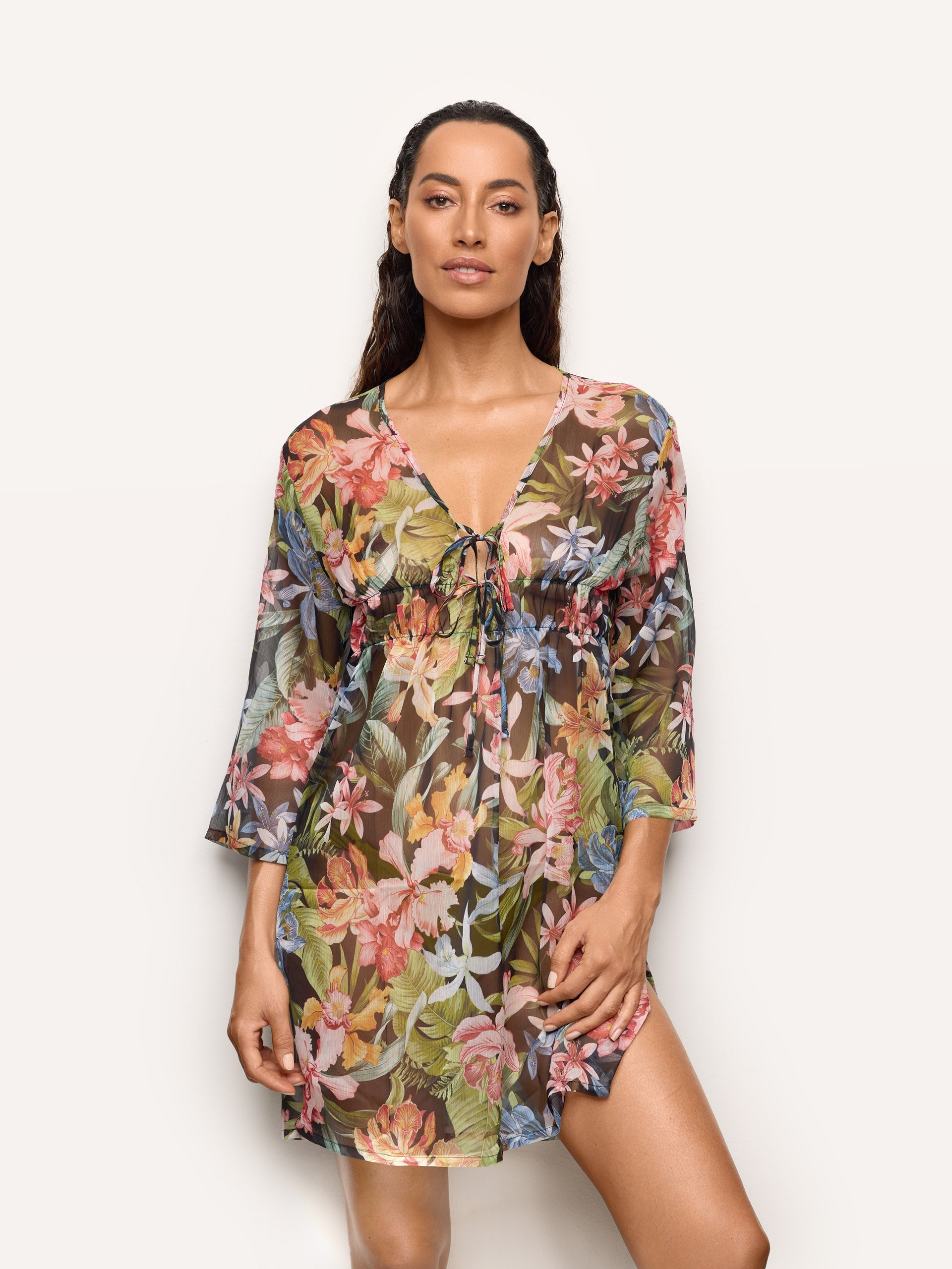 Abito Kaftano corto in chiffon - Tahiti