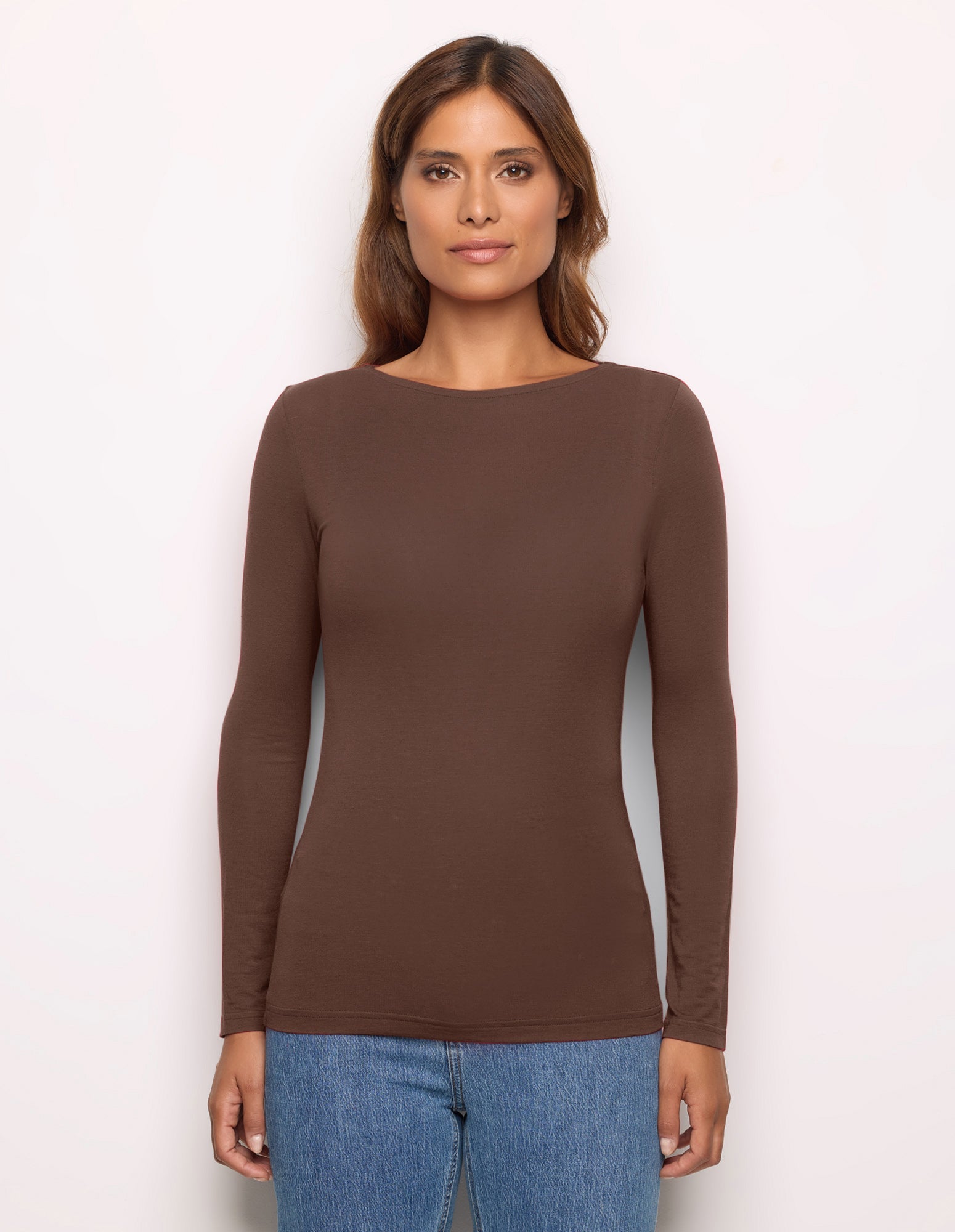 Maglia a barchetta Basic in TENCEL™ Modal con Cashmere