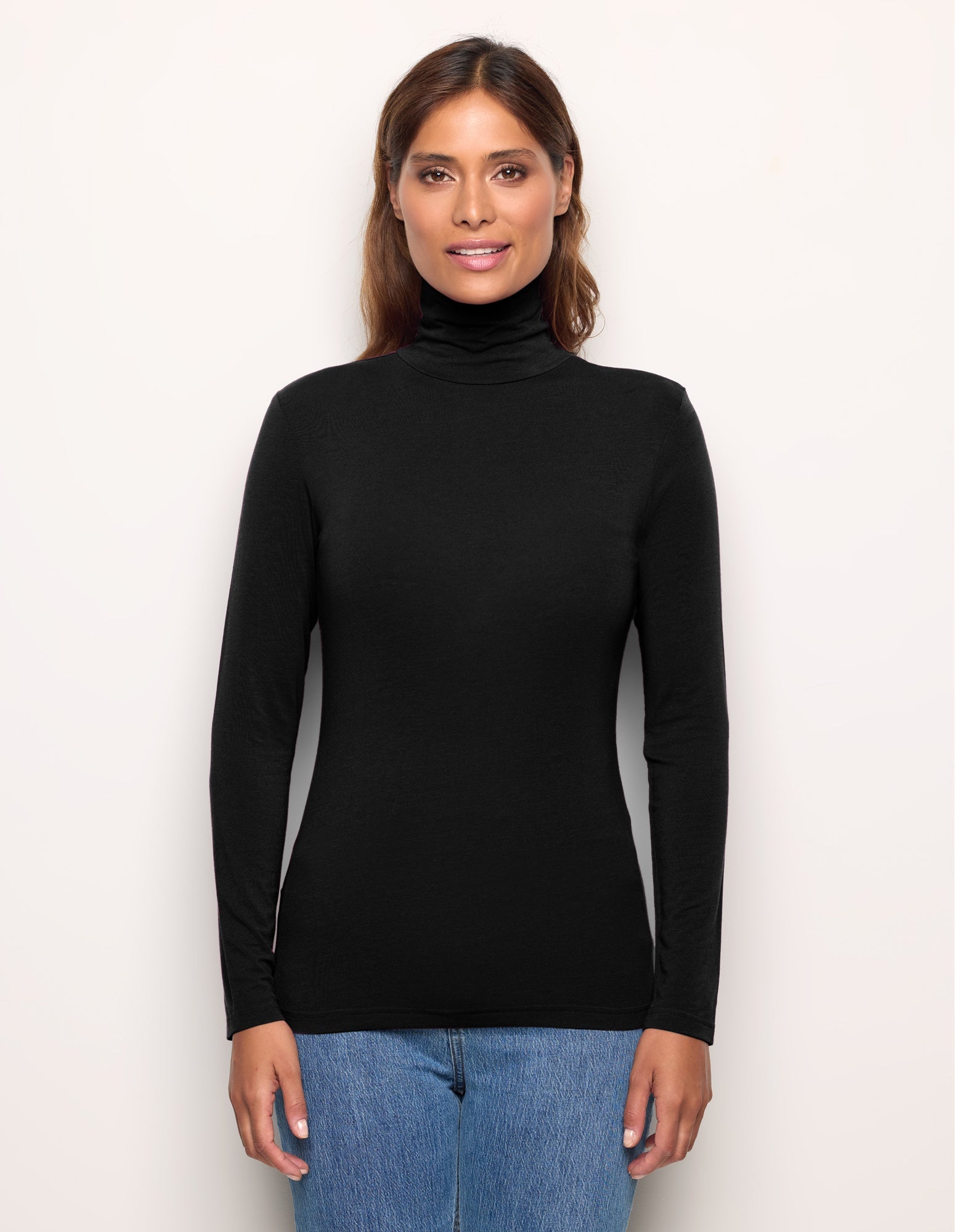 Maglia collo alto Basic in TENCEL™ Modal con Cashmere