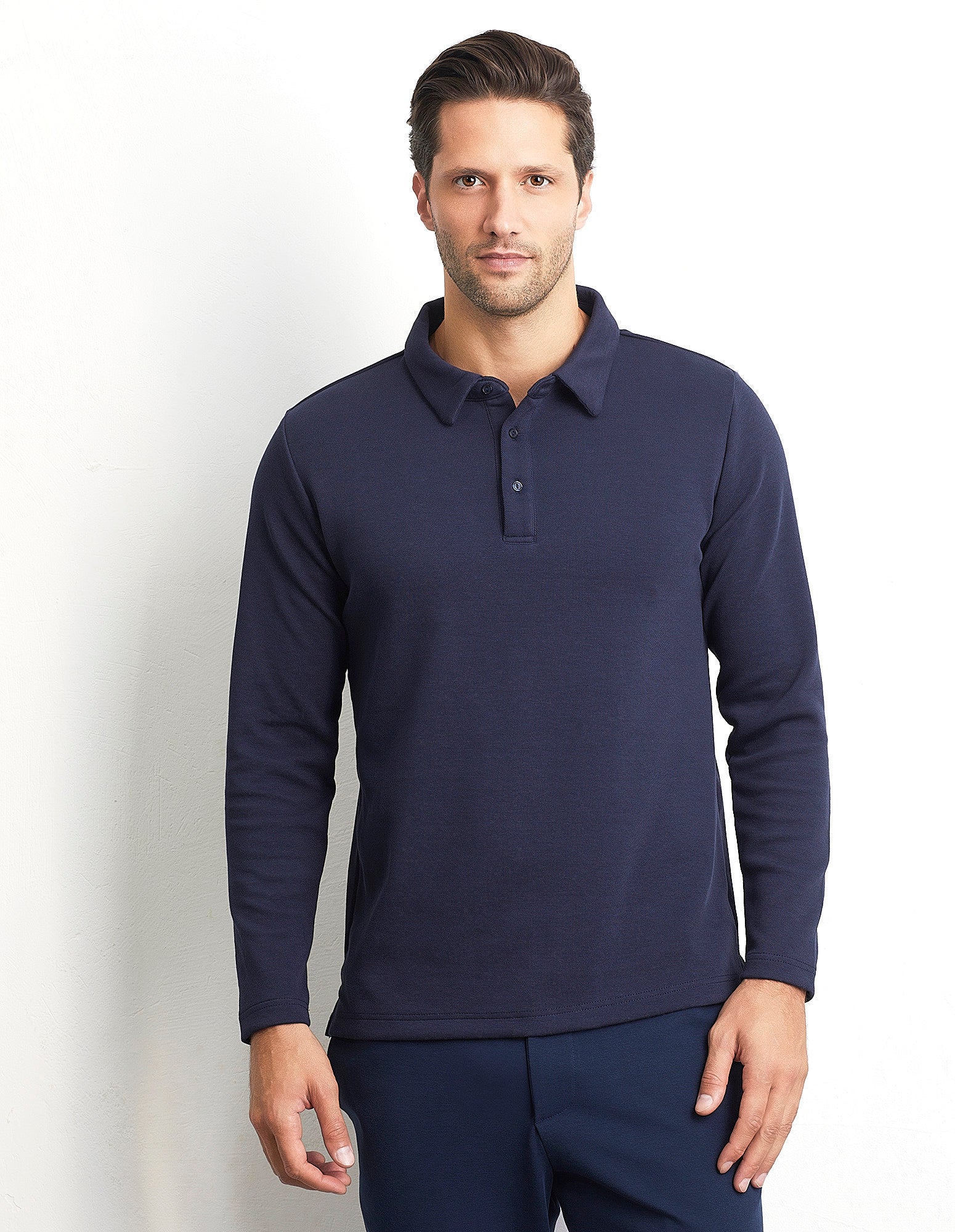 Maglia taglio polo a maniche lunghe con colletto in tessuto Piquet Easy Living