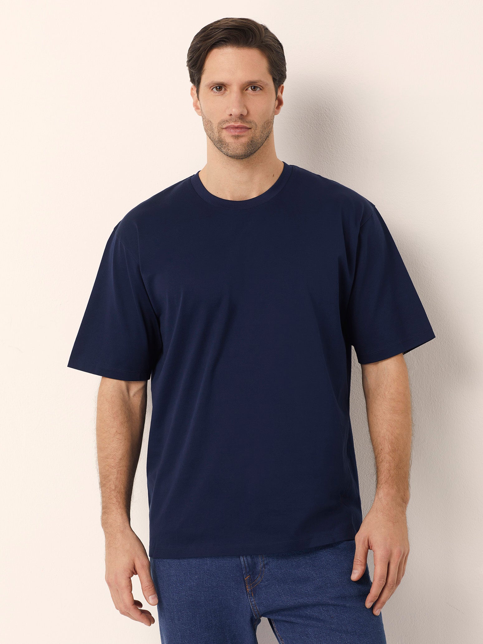 T-shirt girocollo da uomo in cotone Premium Cotton