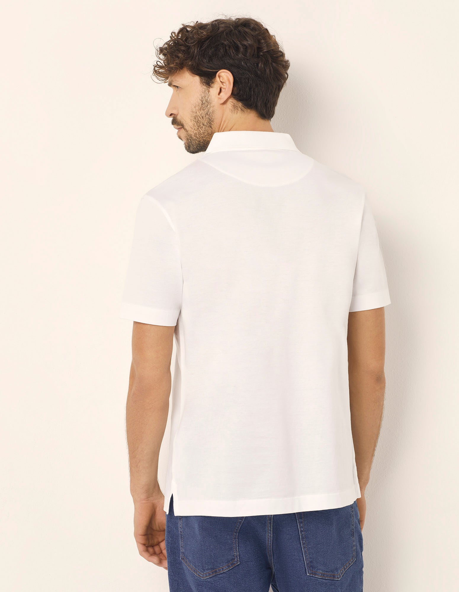 T-shirt taglio polo da uomo in cotone Premium Cotton