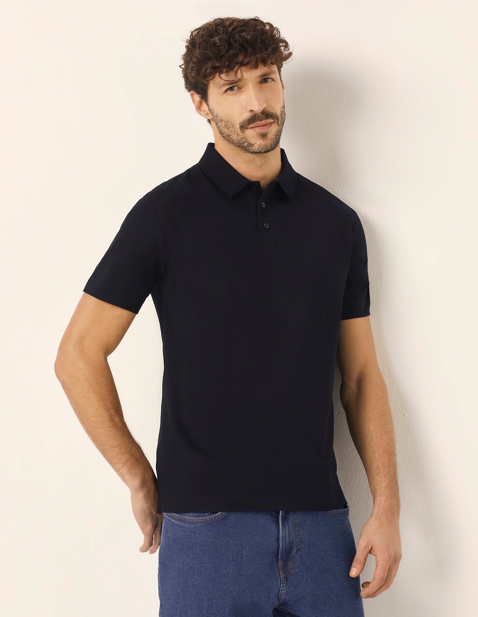 T-shirt taglio polo da uomo in cotone Premium Cotton