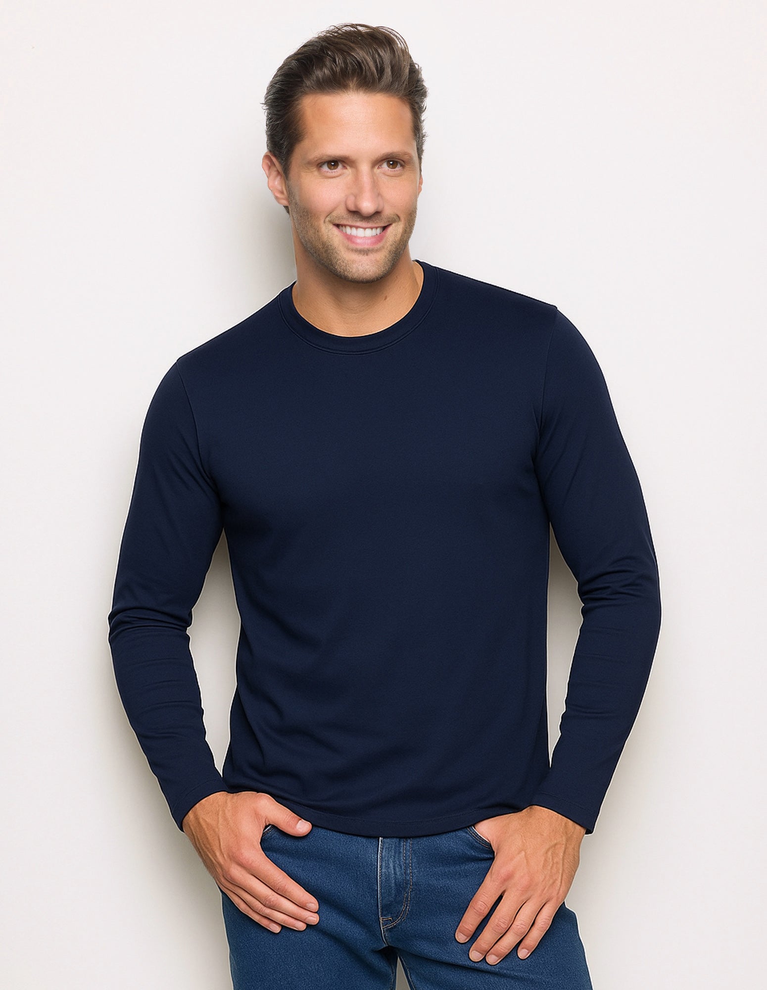 Maglia girocollo Basic in TENCEL™ Modal con Seta