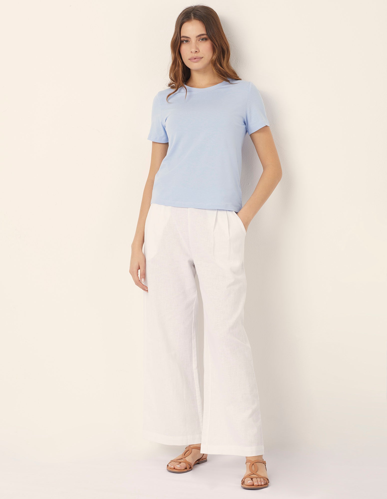 Pantalone lungo con pince Cotton Linen