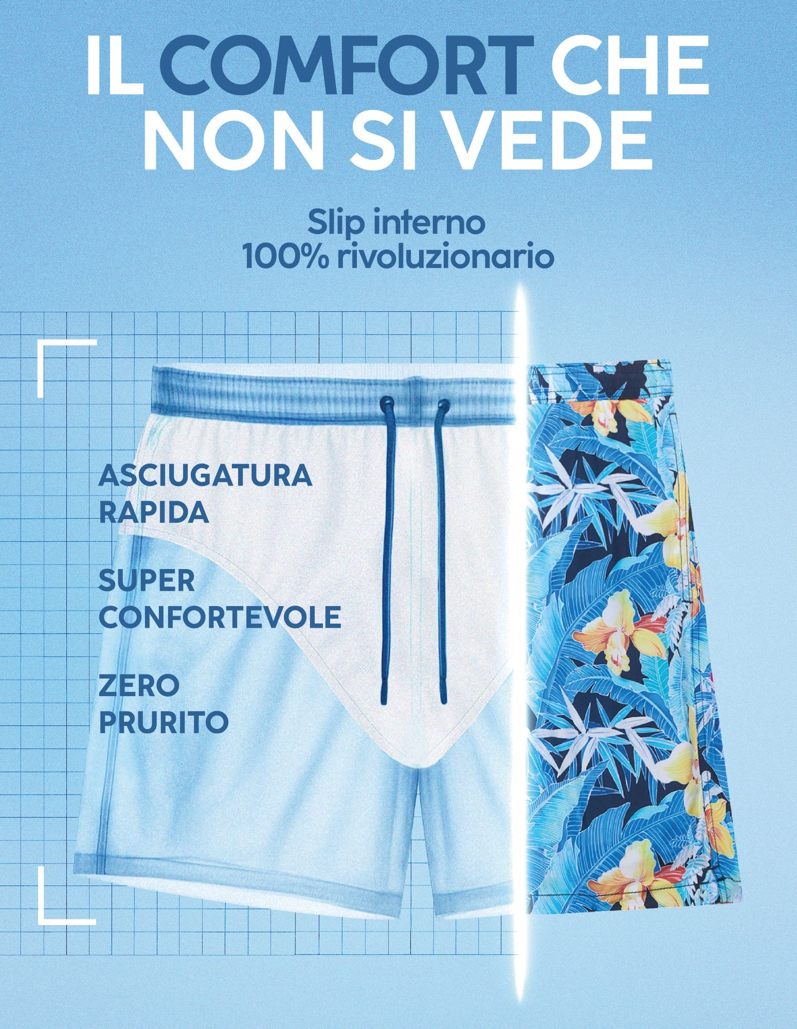 Costume boxer nero da uomo con fiori Tropical