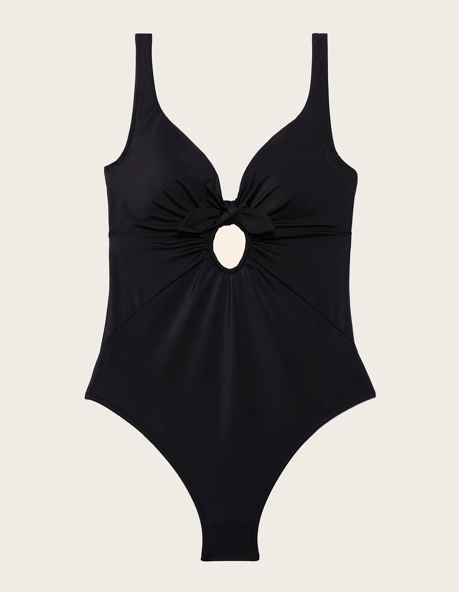 Costume nero intero coppe leggermente imbottite con fiocco Essentials