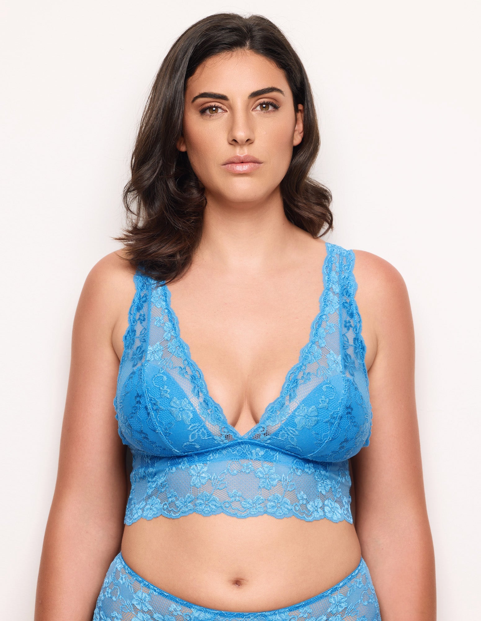 Bralette sfoderata turchese in pizzo morbido Primula Color