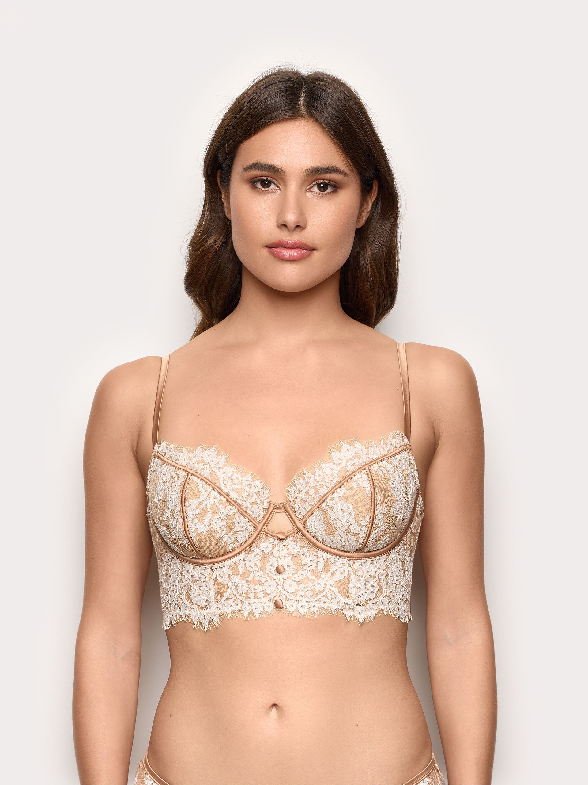 Bustier preformato con ferretto in raso e pizzo - Chantilly