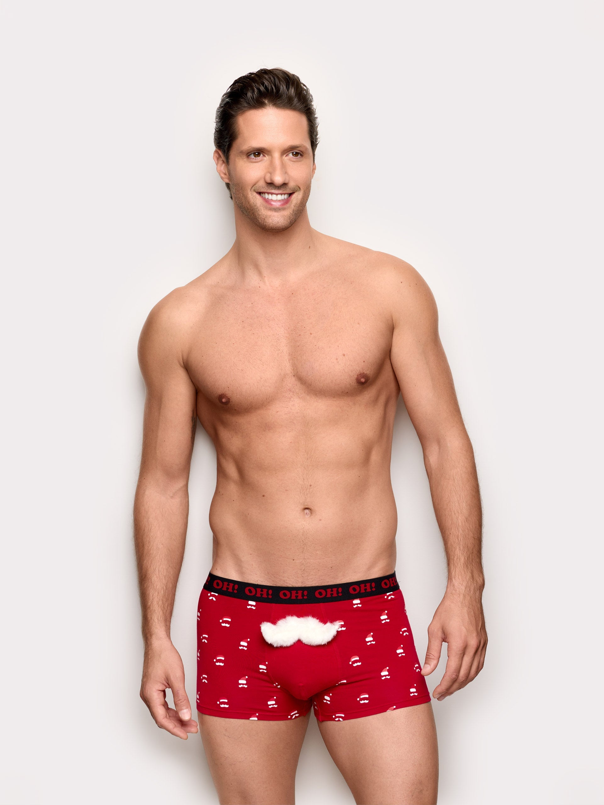 Boxer rosso con baffi Hello Xmas