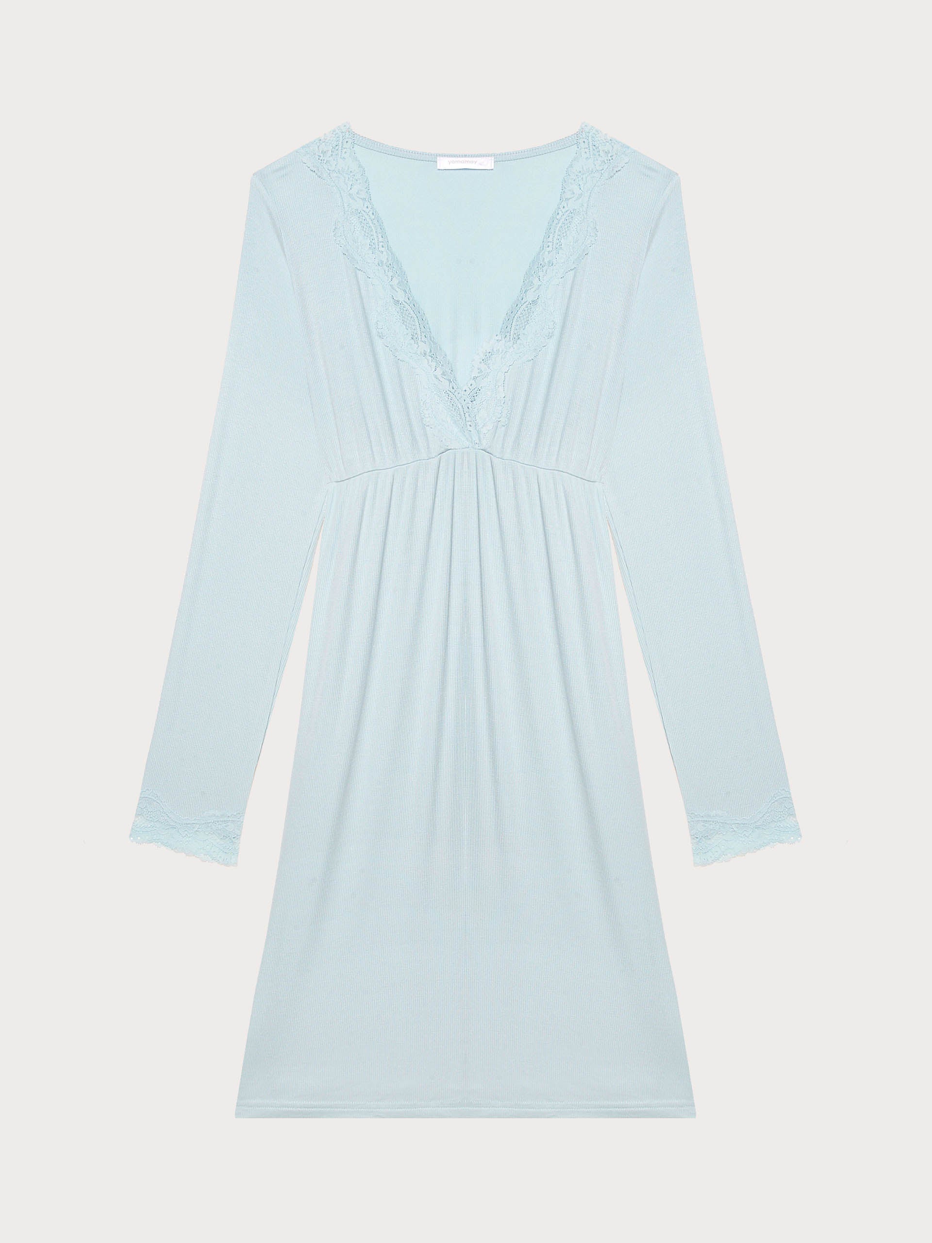 Camicia da notte manica lunga con TENCEL™ Modal Rib