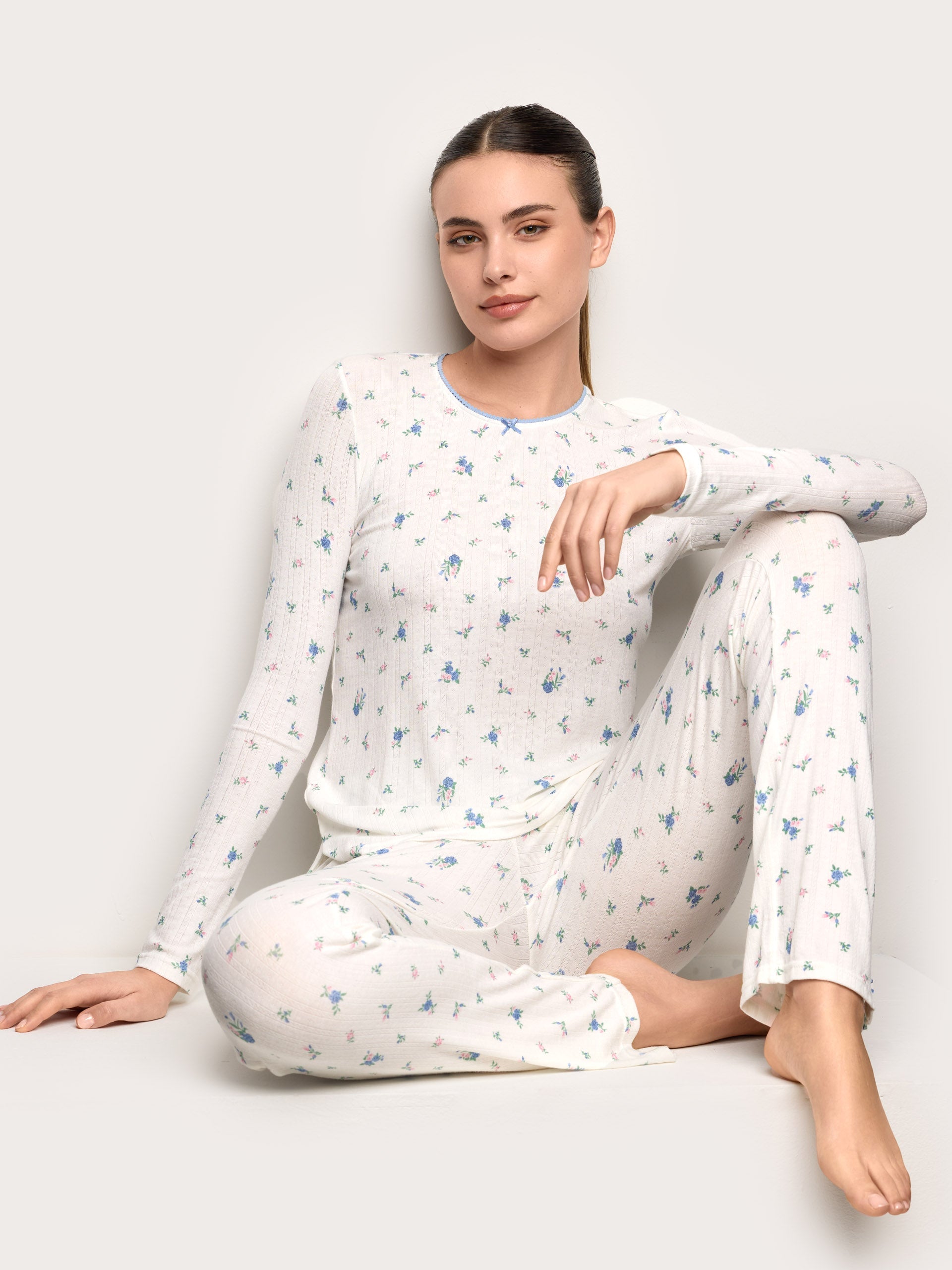 Pigiama lungo in jersey jacquard - Pointell