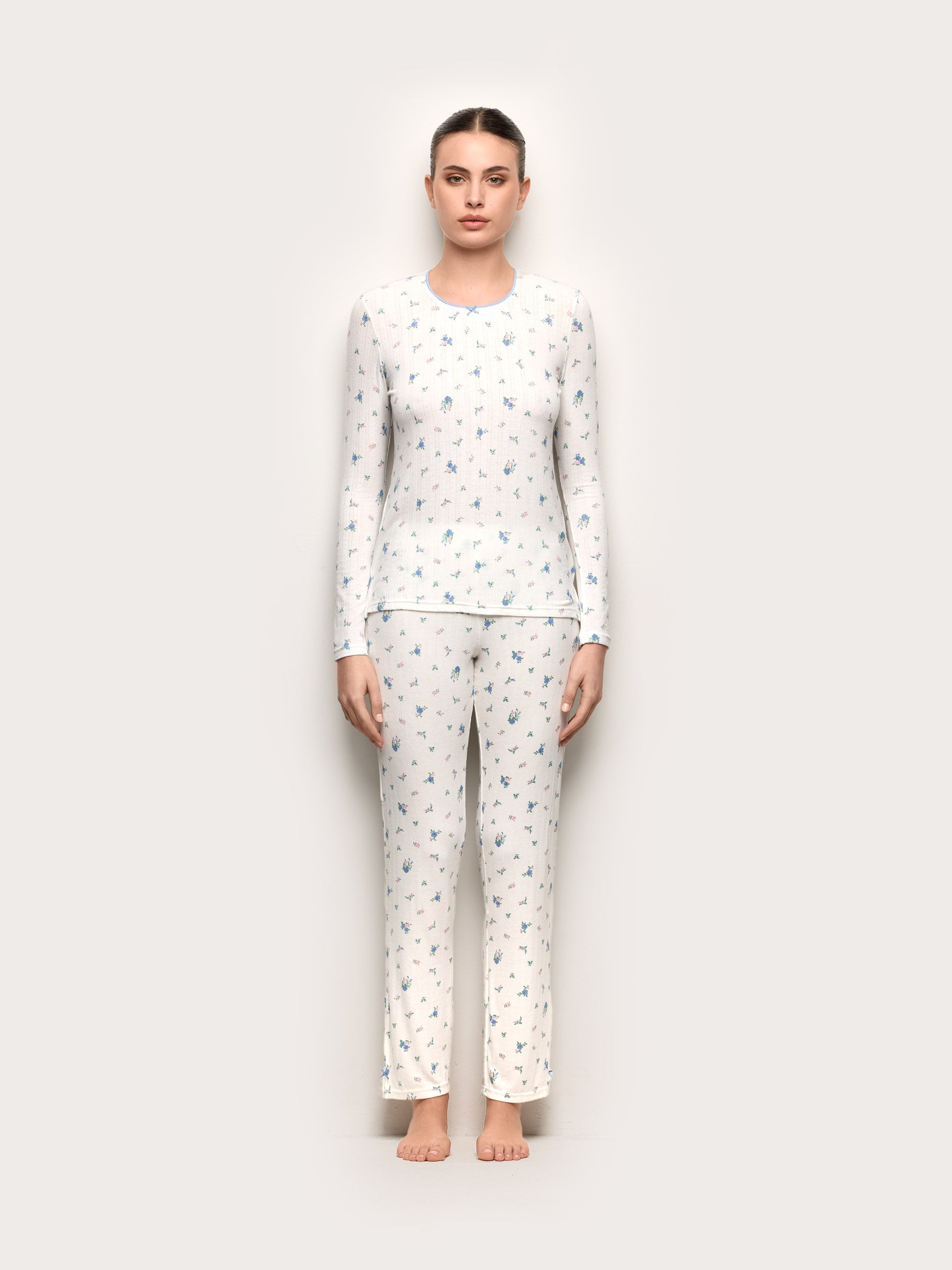 Pigiama lungo in jersey jacquard - Pointell