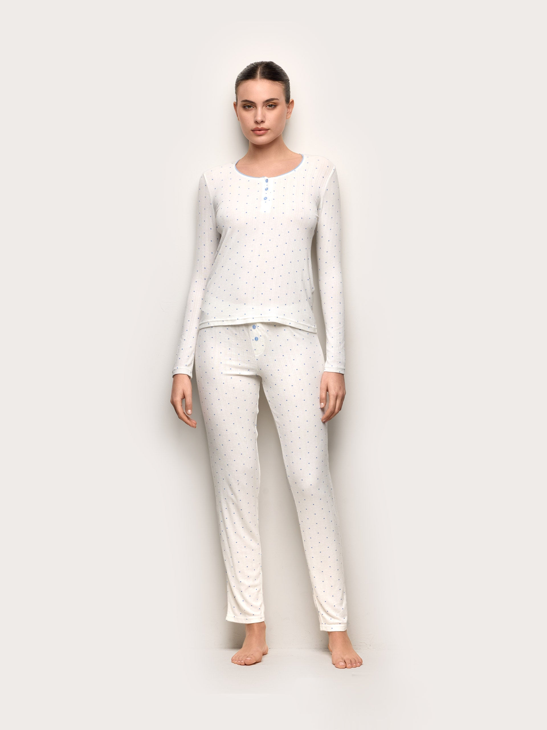 Pigiama lungo in jersey jacquard - Pointell