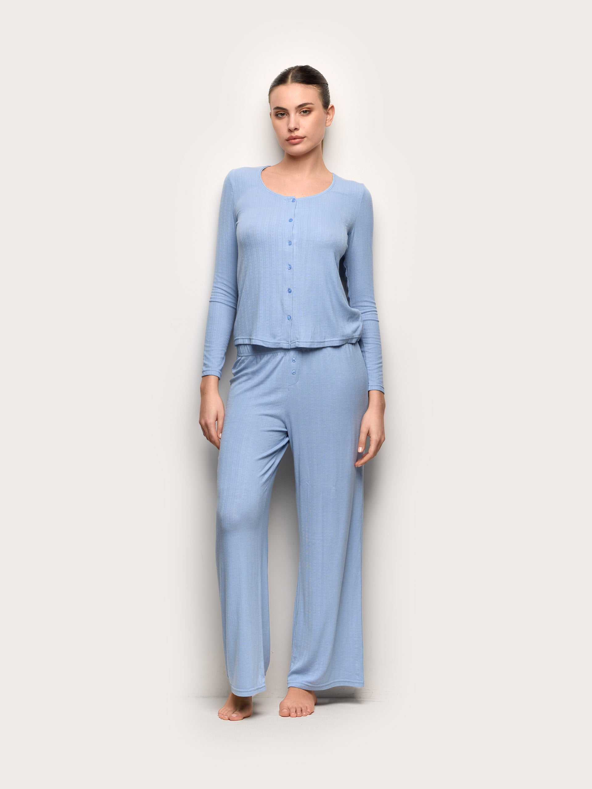 Pigiama lungo in jersey jacquard - Pointell