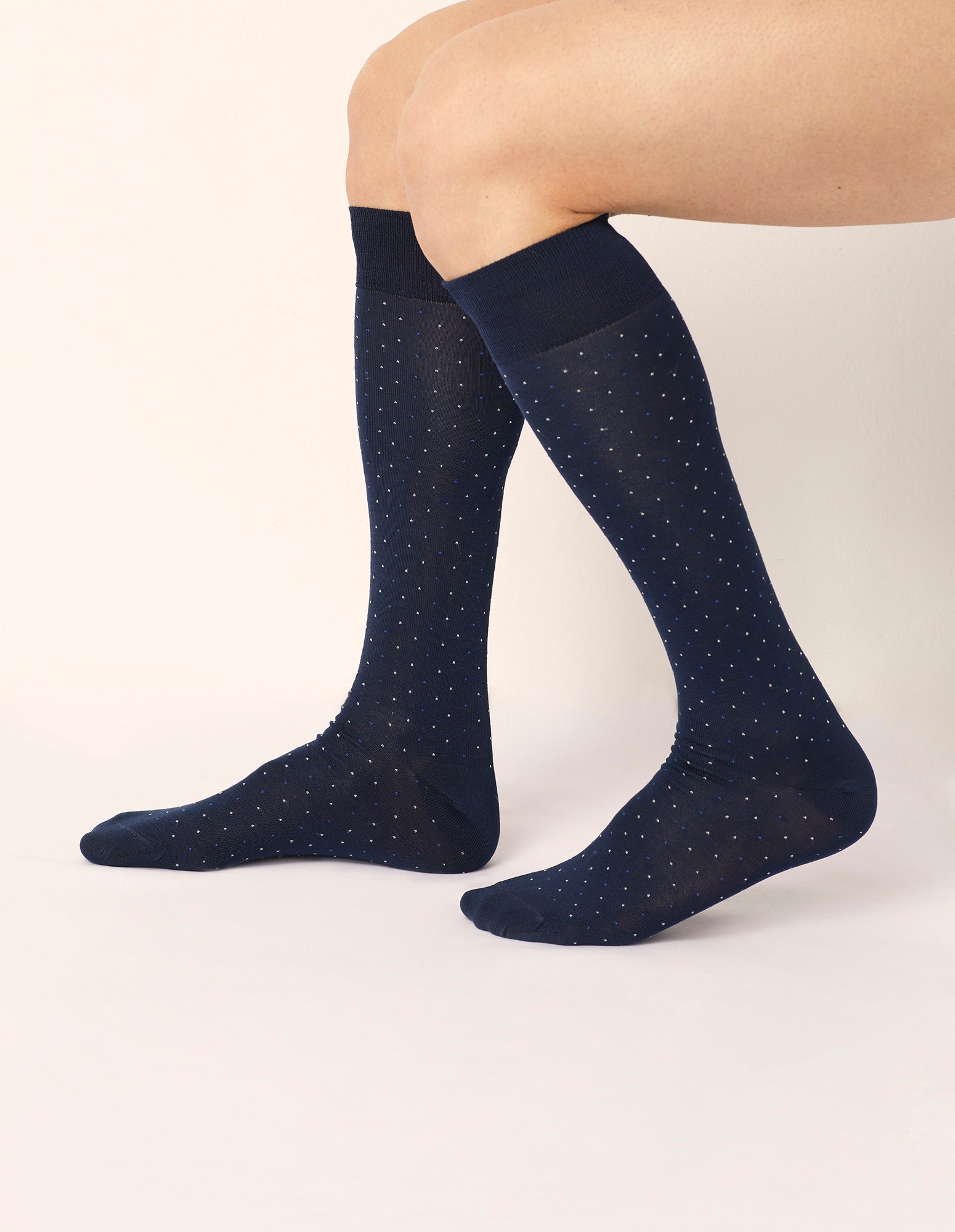 Calze lunghe uomo blu pois azzurri e bianchi Daily