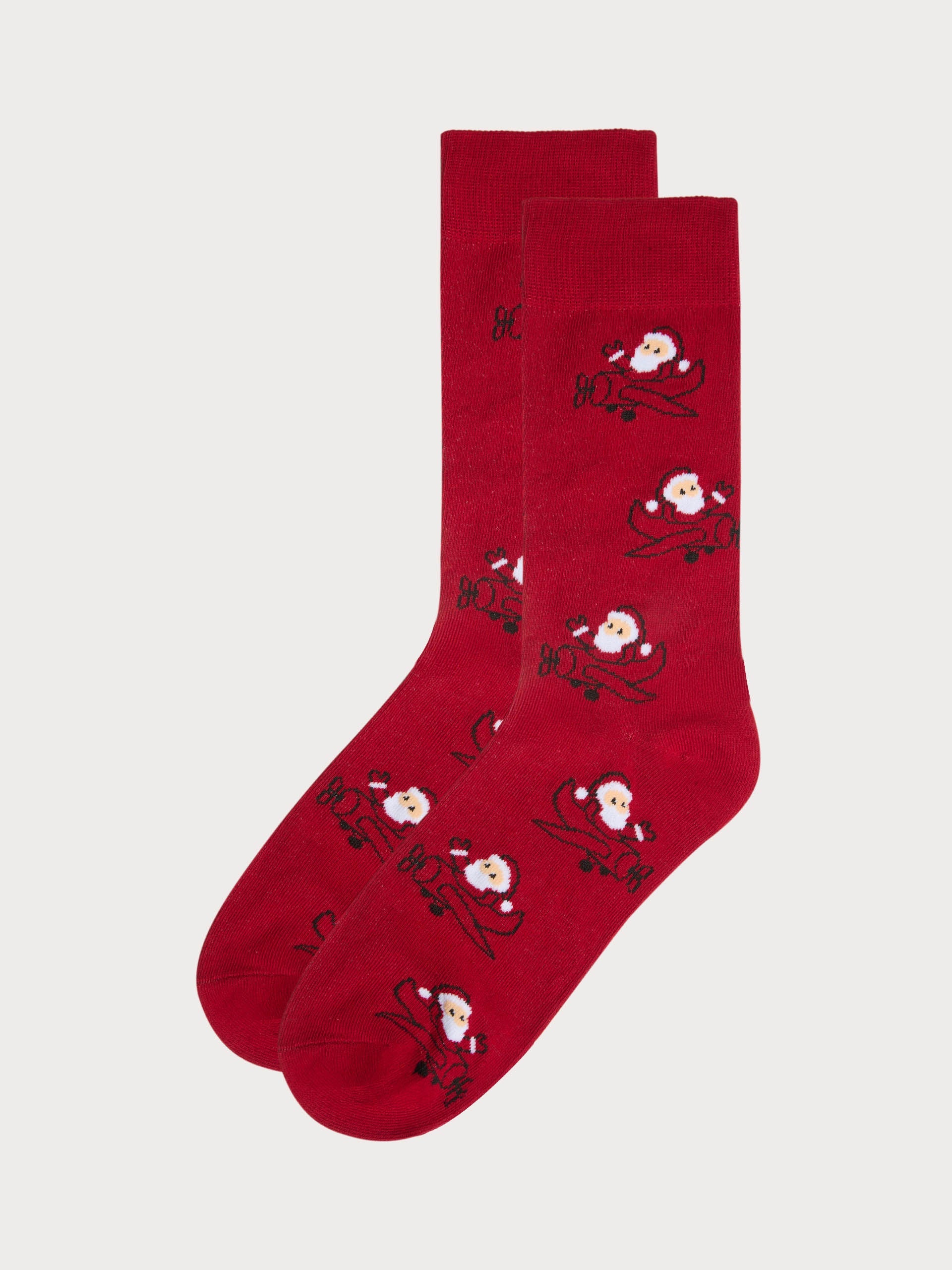 Calze corte Babbo Natale aereo Hello Xmas
