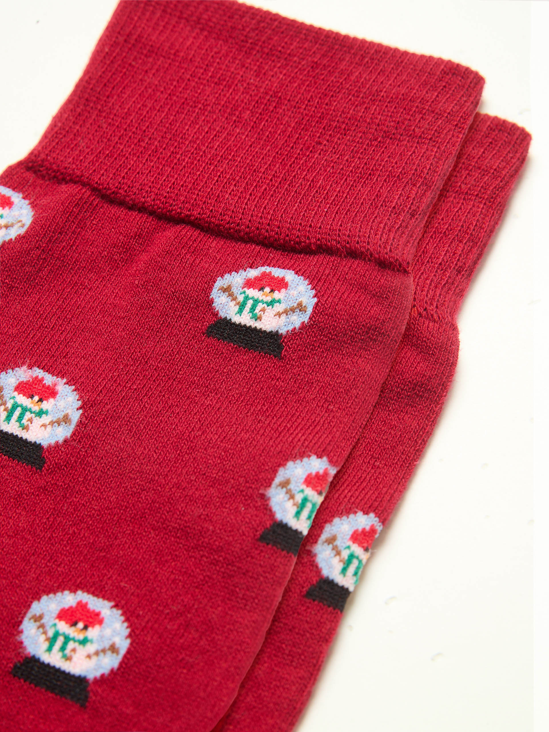 Calze lunghe rosso palla di neve Hello Xmas