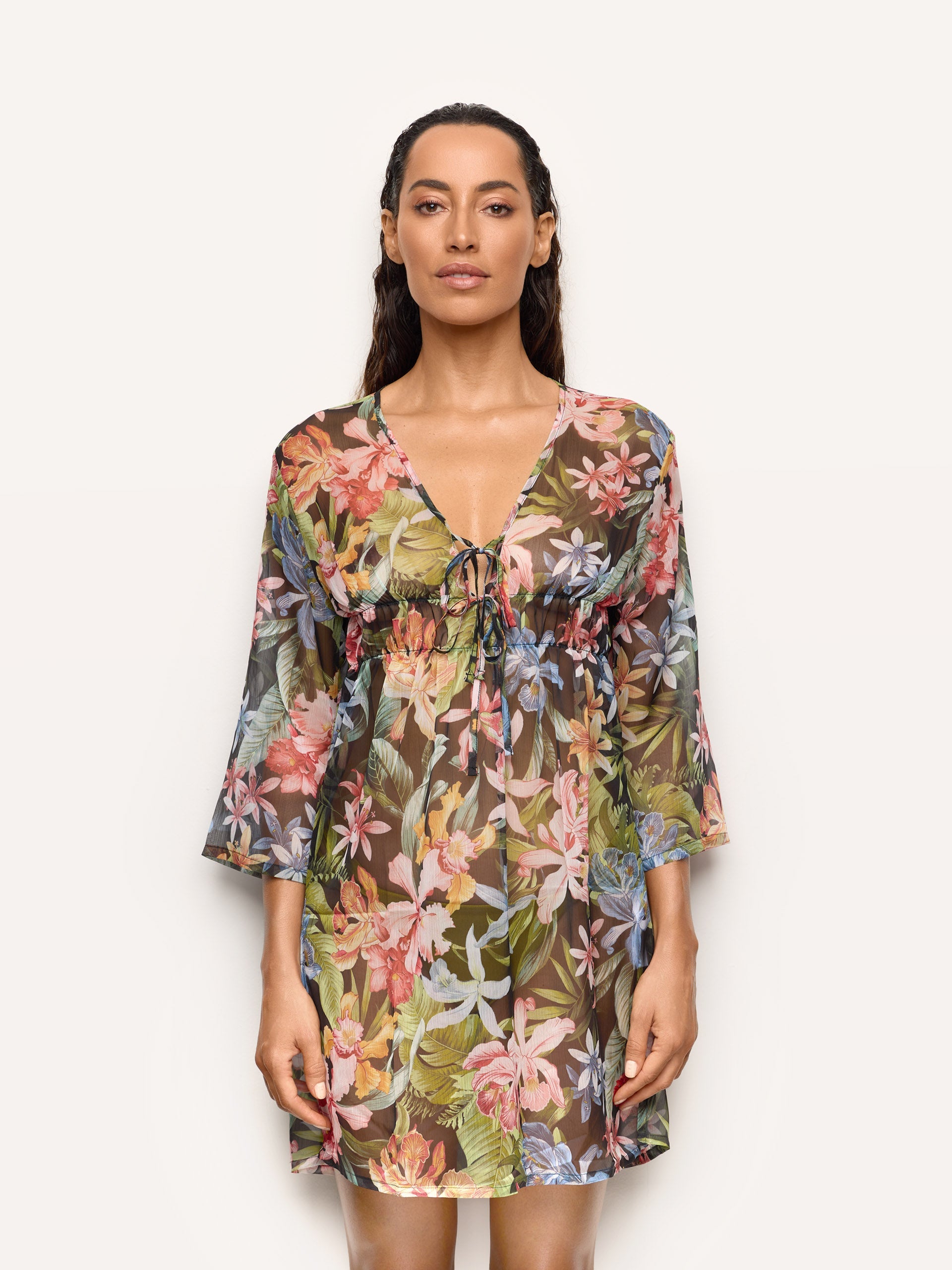 Abito Kaftano corto in chiffon - Tahiti