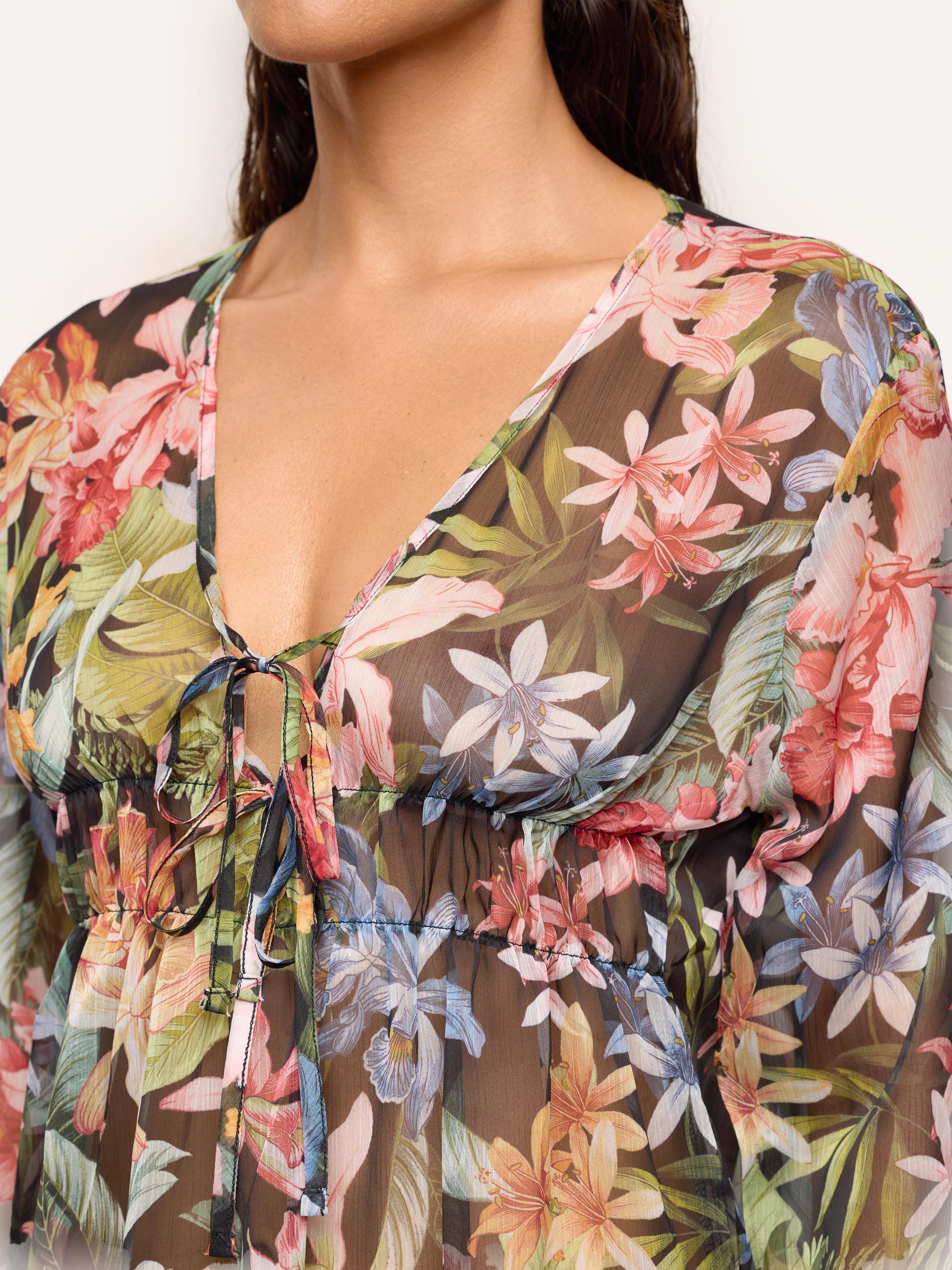 Abito Kaftano corto in chiffon - Tahiti