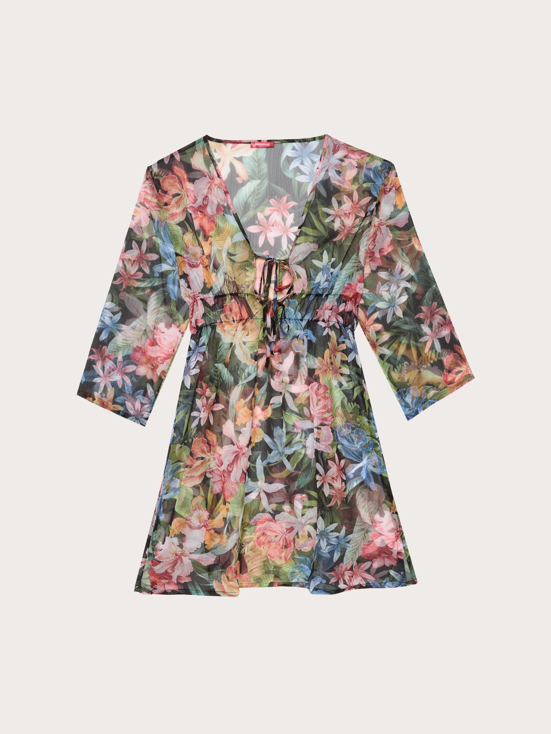 Abito Kaftano corto in chiffon - Tahiti