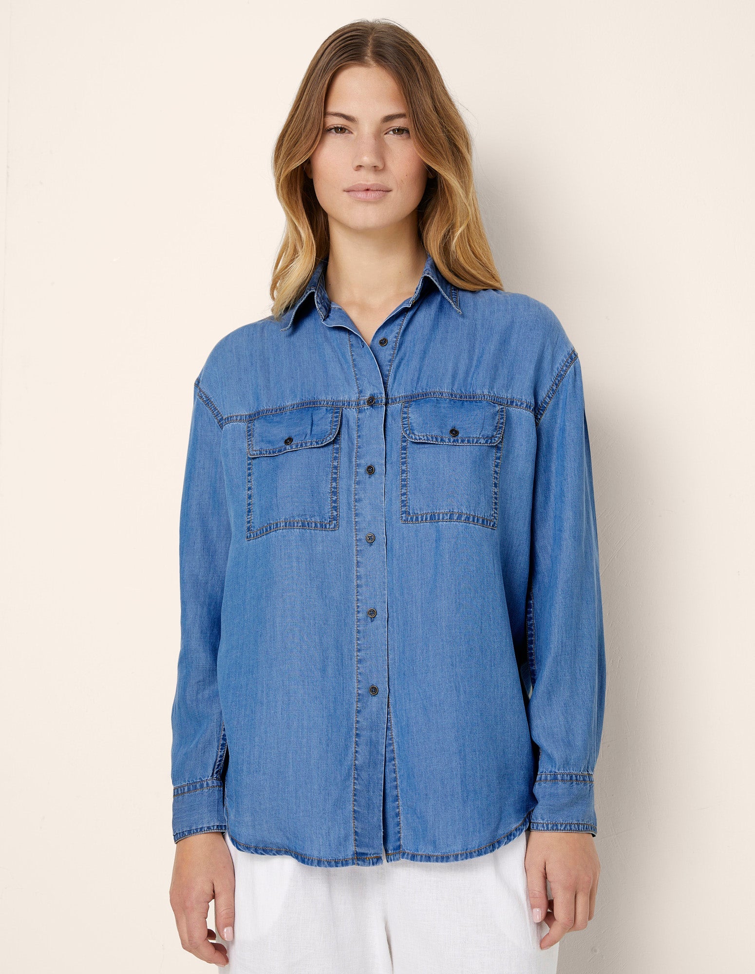 Camicia da donna a maniche lunghe Denim