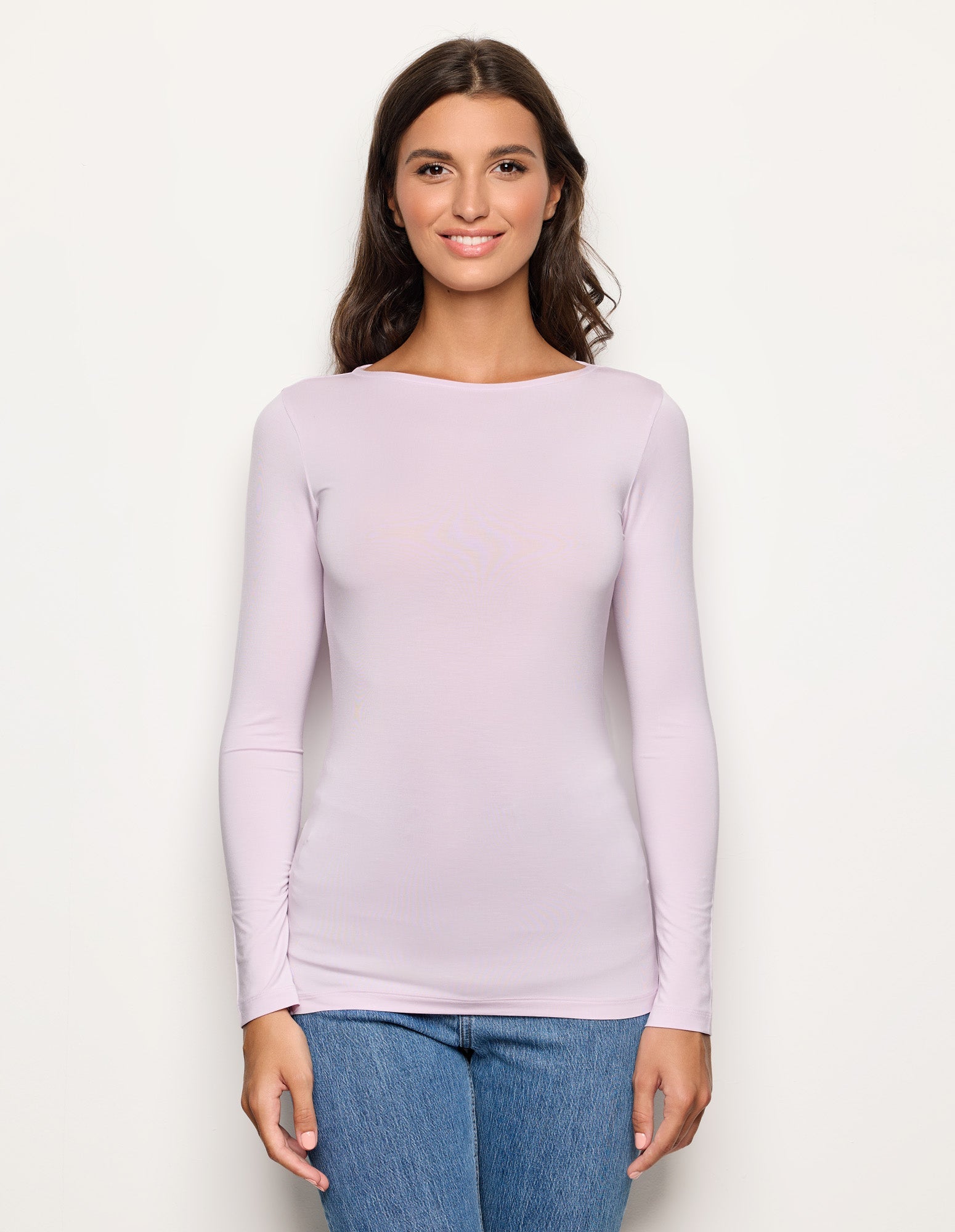 Maglia scollo a barchetta Basic in TENCEL™ Modal con Seta