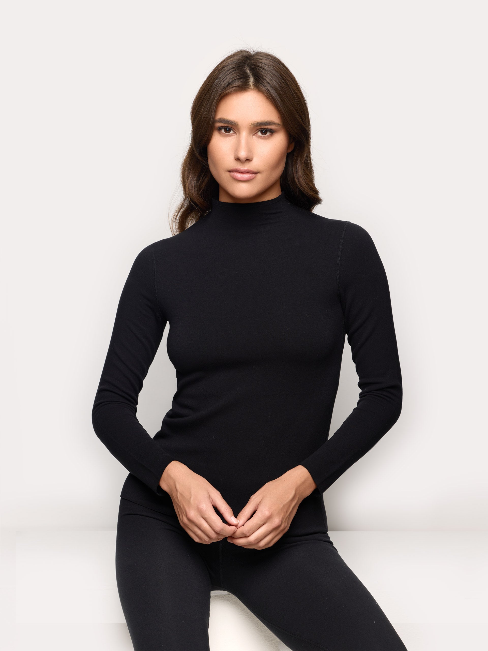 Maglia collo alto a vulcano interlock di viscosa Next to Skin