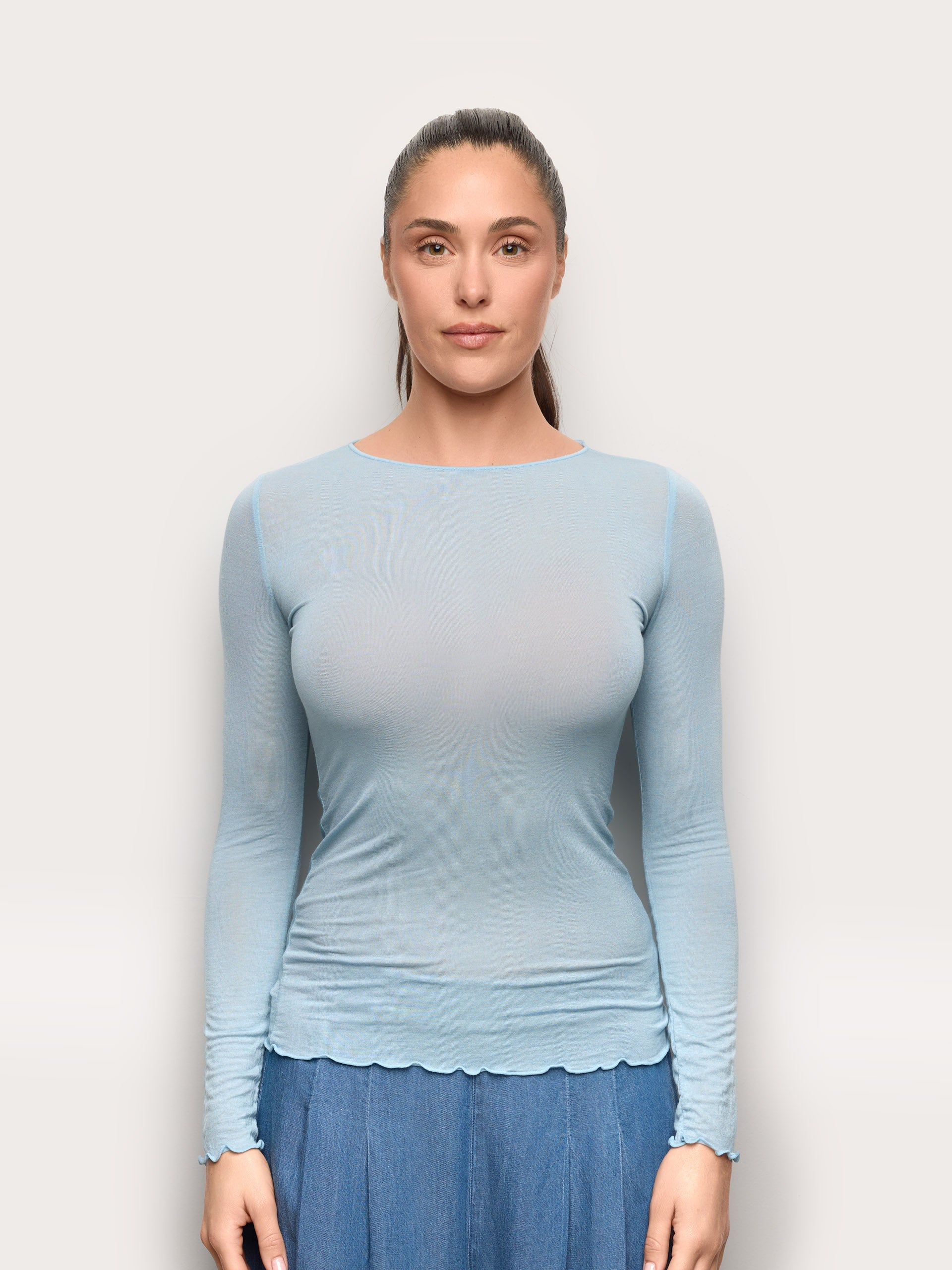 Maglia manica lunga in TENCEL™ Modal con Cashmere