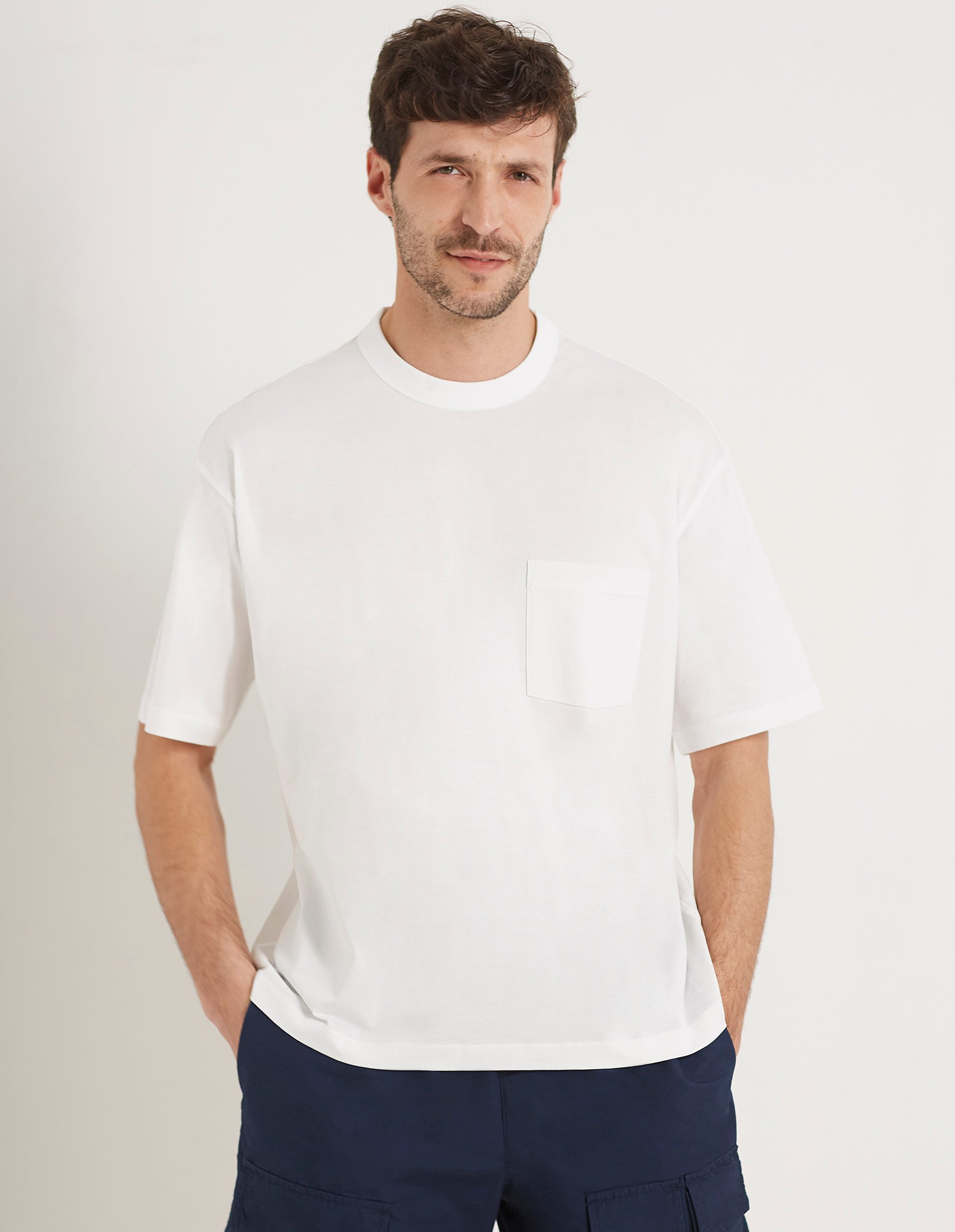 Maglia girocollo a maniche corte in cotone Easy Living