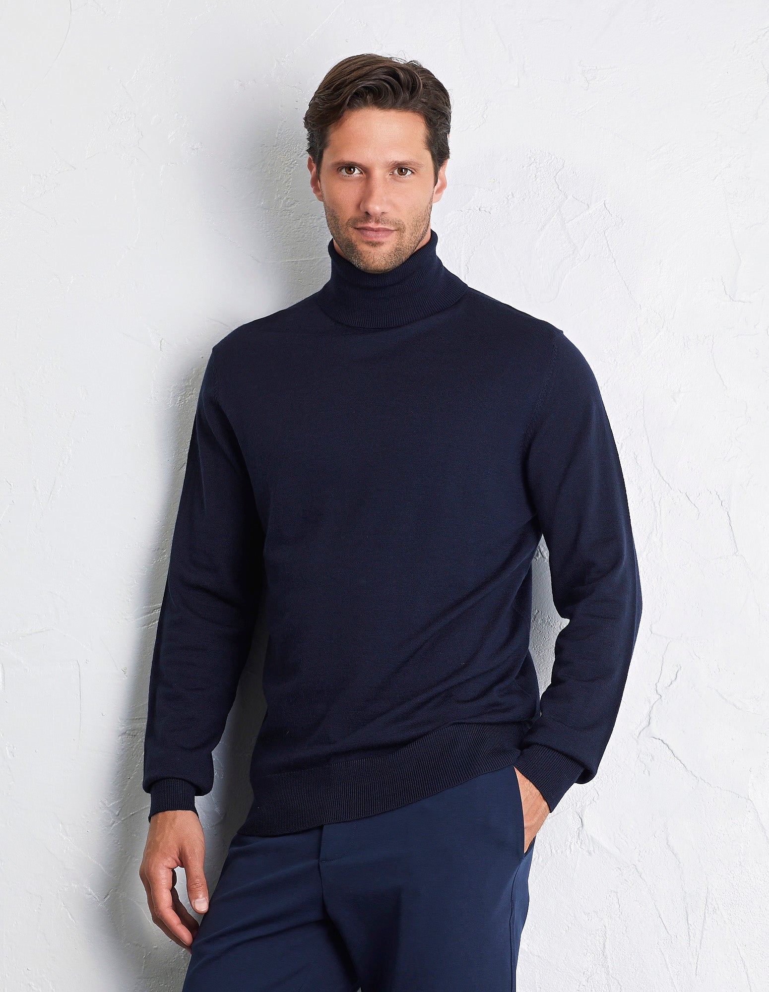 Maglione manica lunga a collo alto in maglia Wool Blend