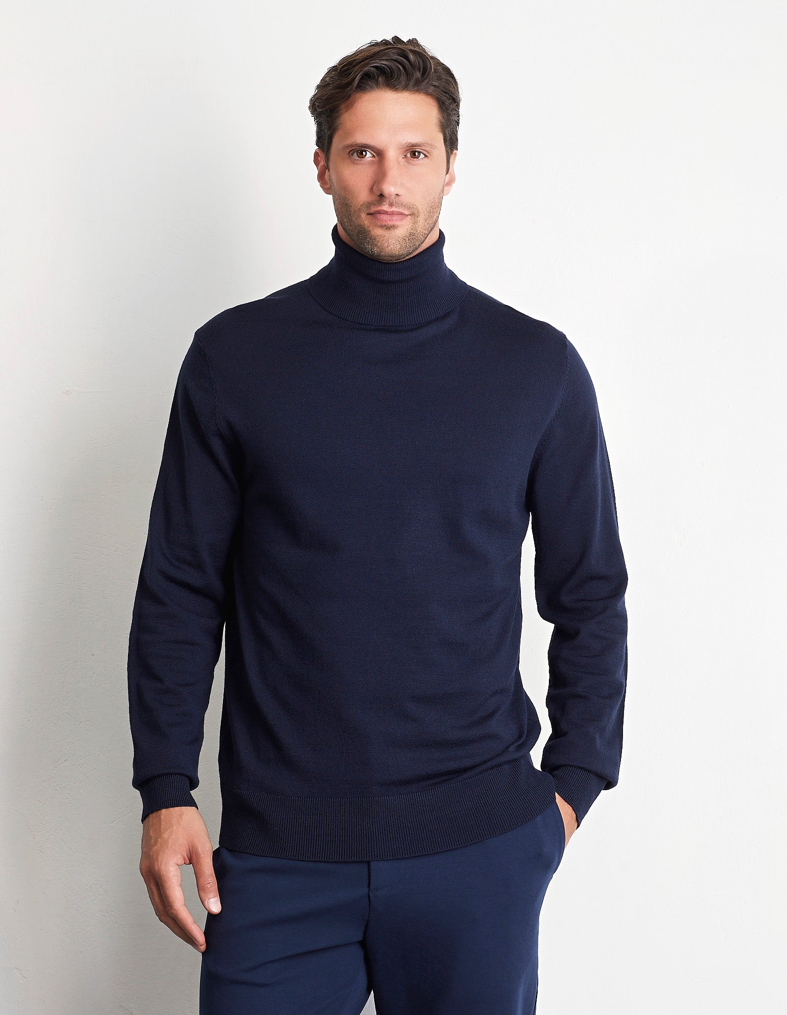 Maglione manica lunga a collo alto in maglia Wool Blend