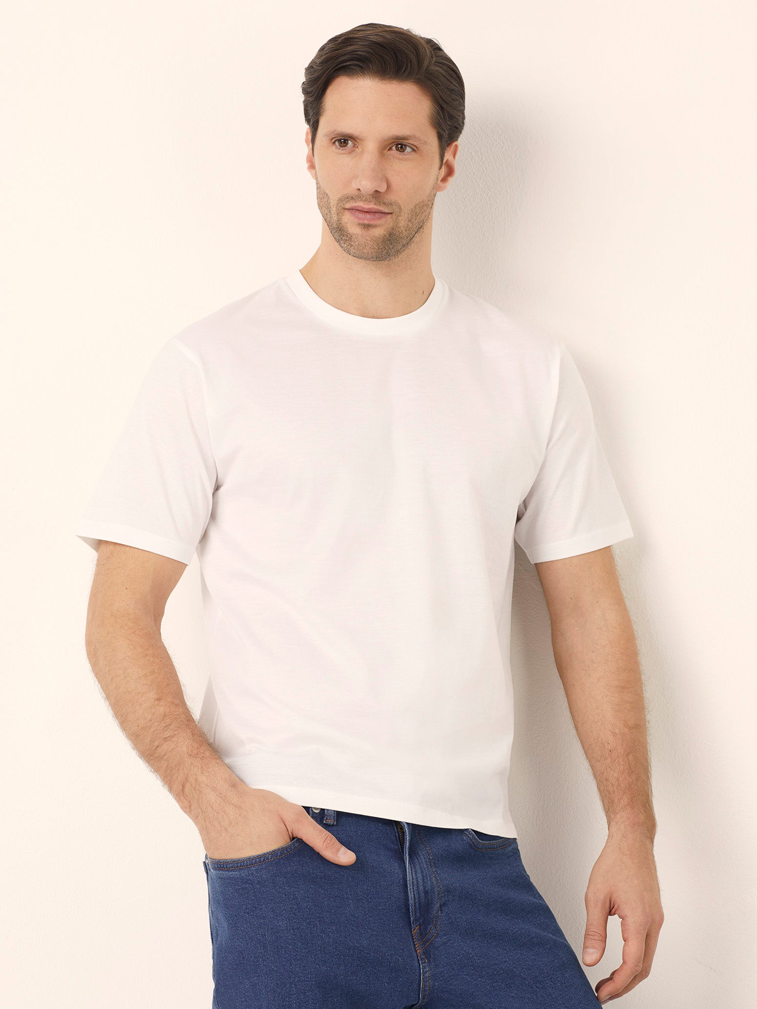 T-shirt girocollo da uomo in cotone Premium Cotton
