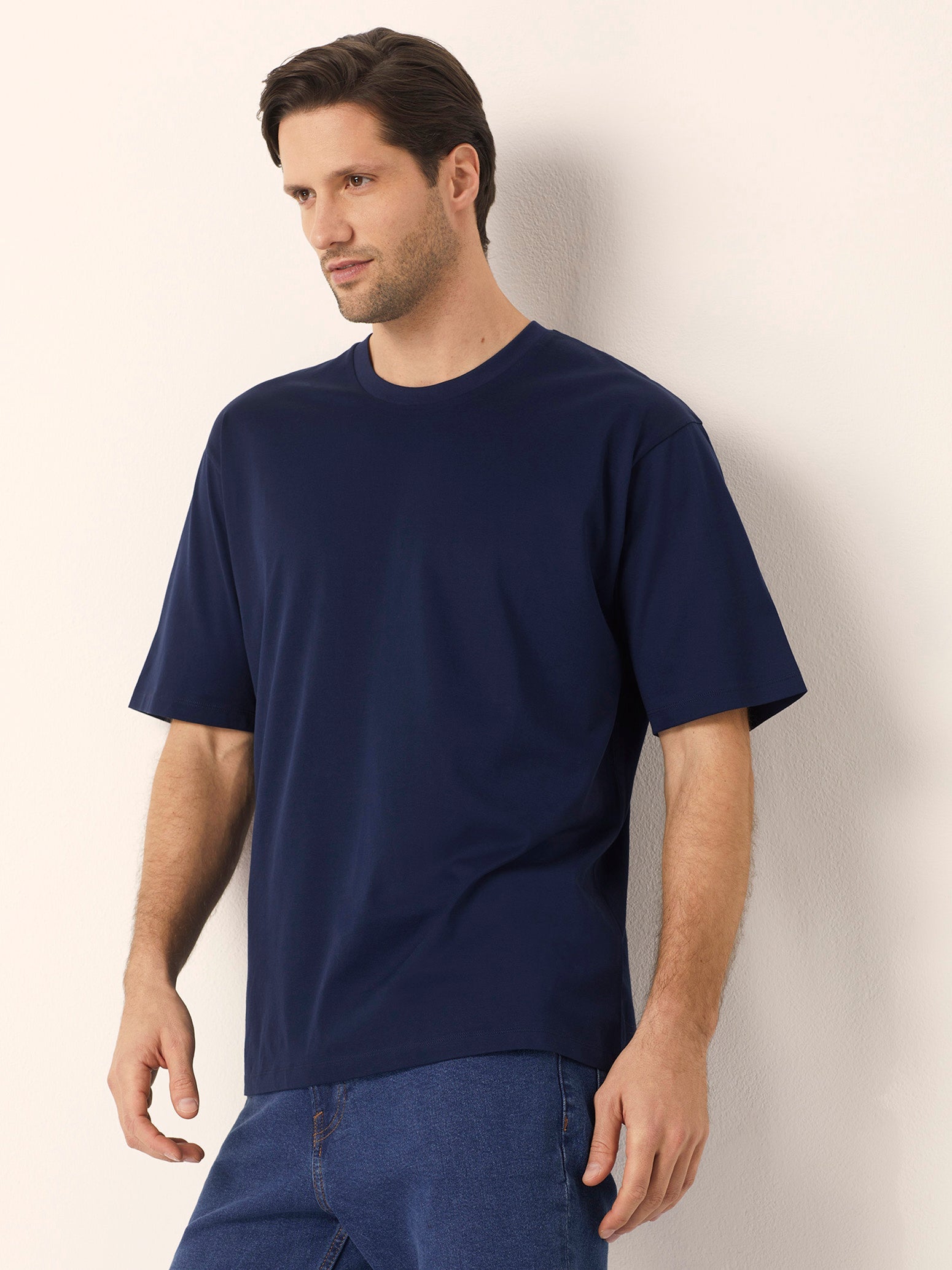 T-shirt girocollo da uomo in cotone Premium Cotton