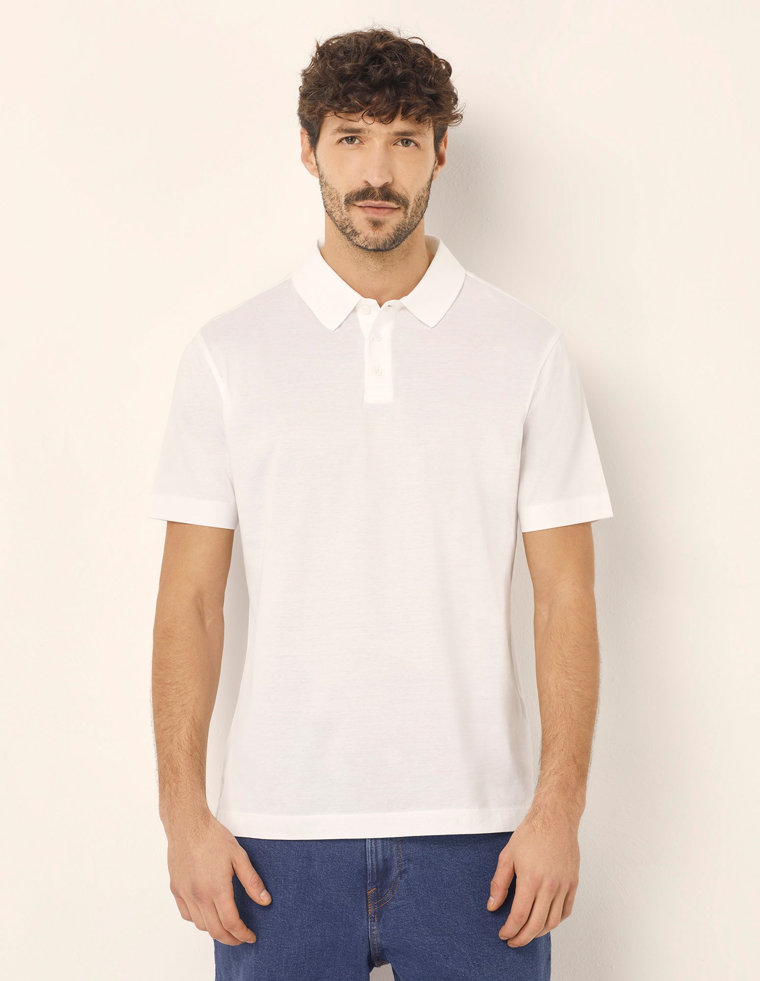 T-shirt taglio polo da uomo in cotone Premium Cotton