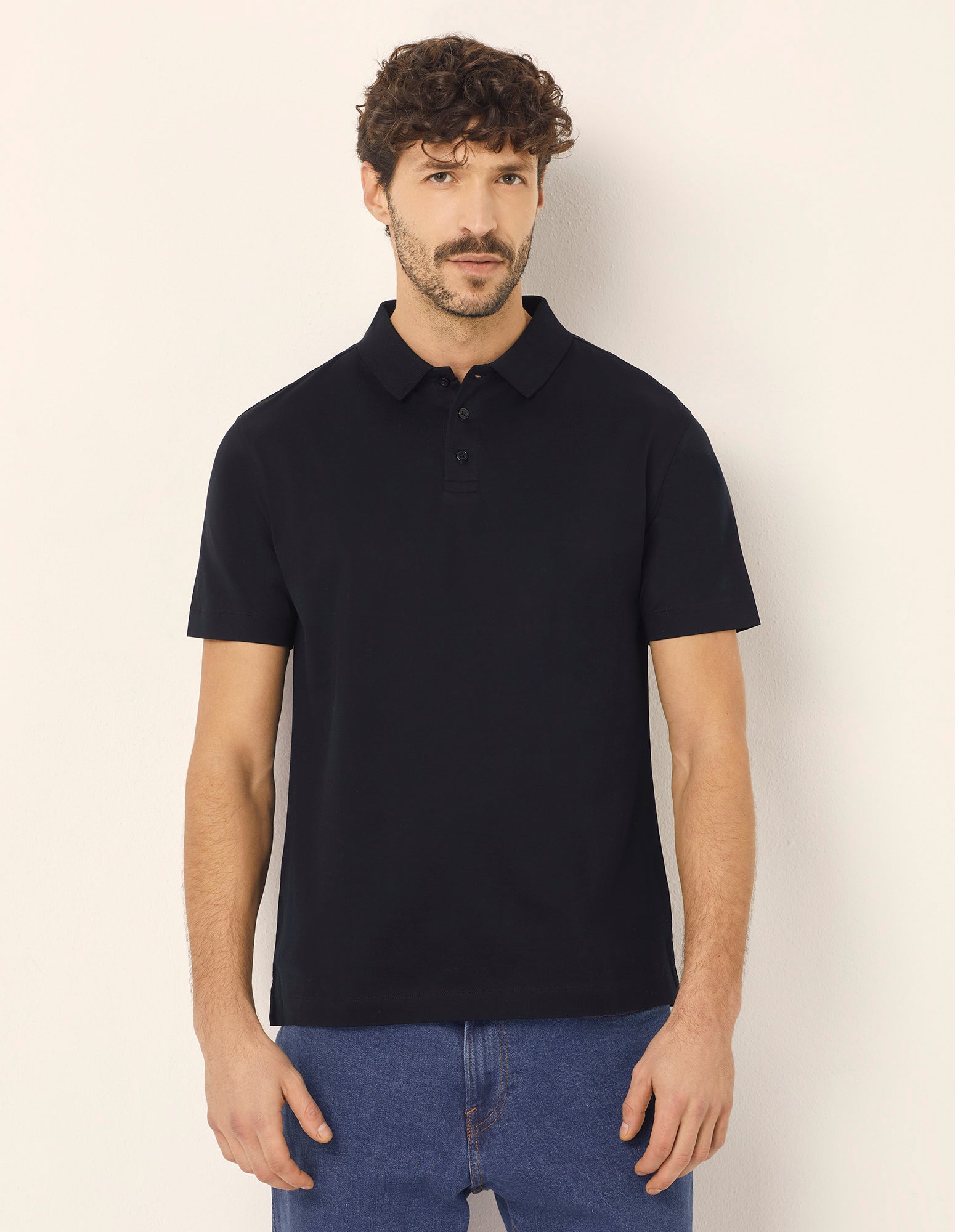 T-shirt taglio polo da uomo in cotone Premium Cotton