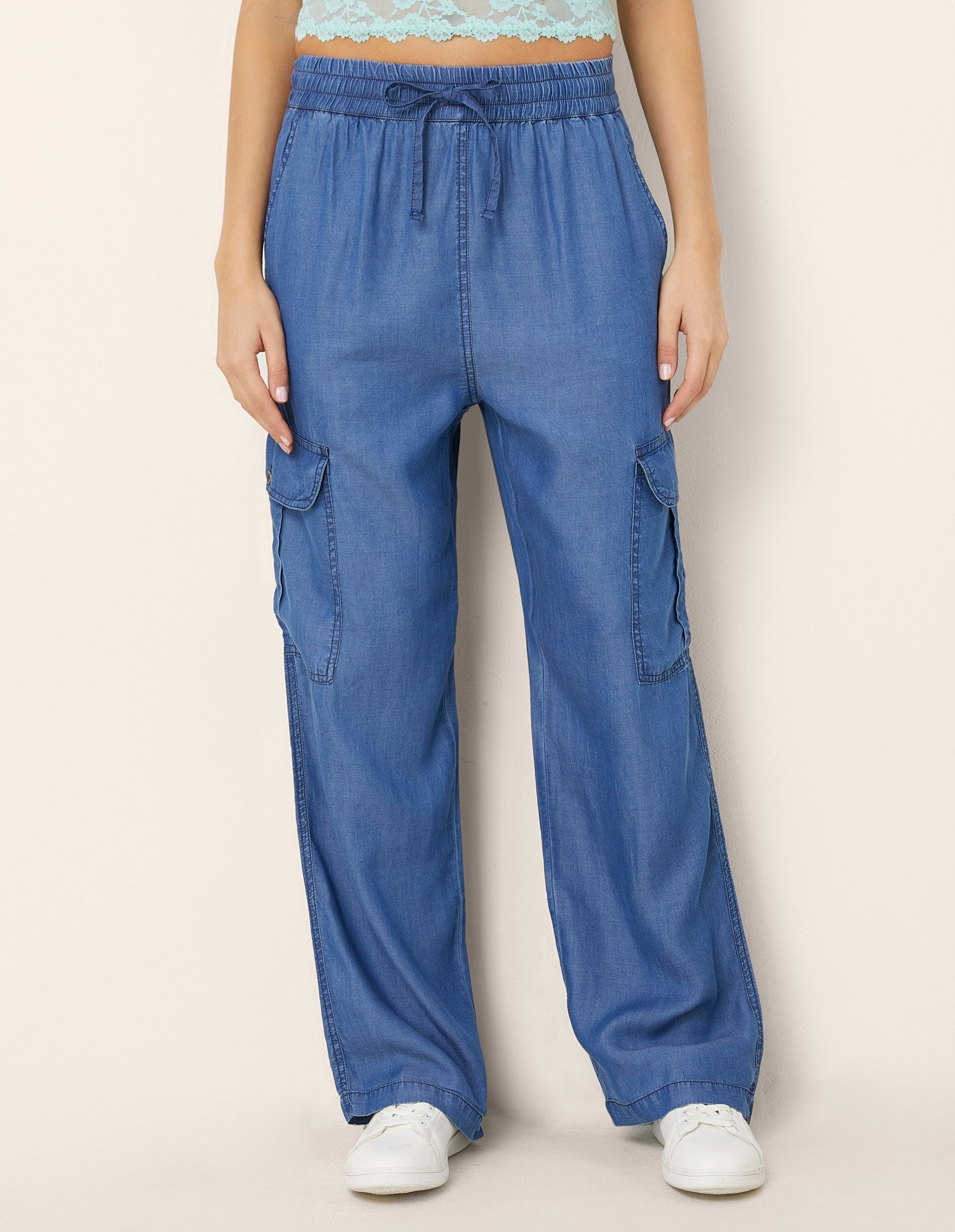 Pantalone lungo da donna cargo Denim