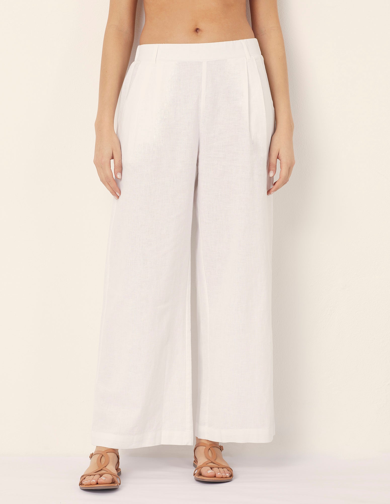 Pantalone lungo con pince Cotton Linen