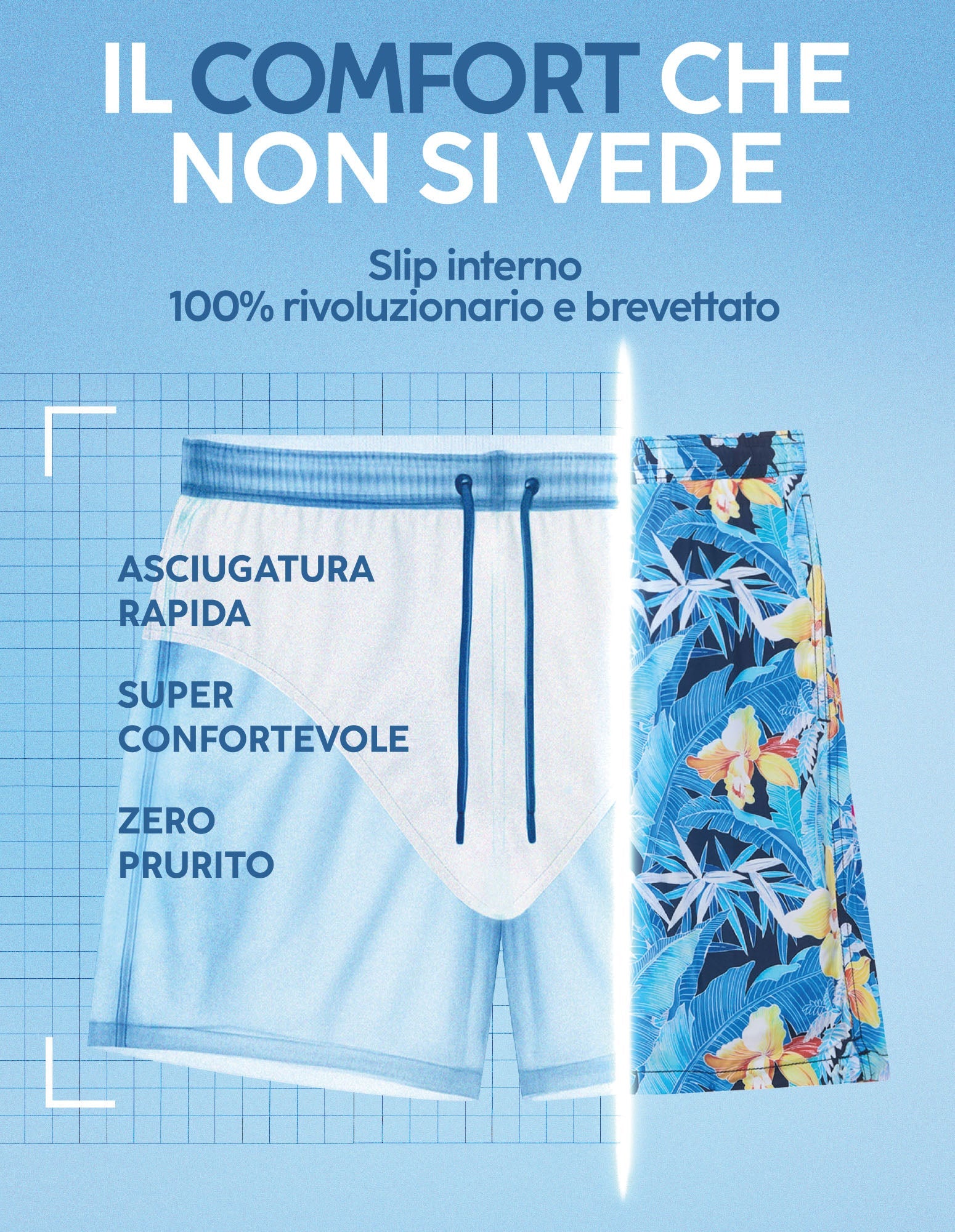 Costume boxer da uomo con tasche con cerniera Passepartout