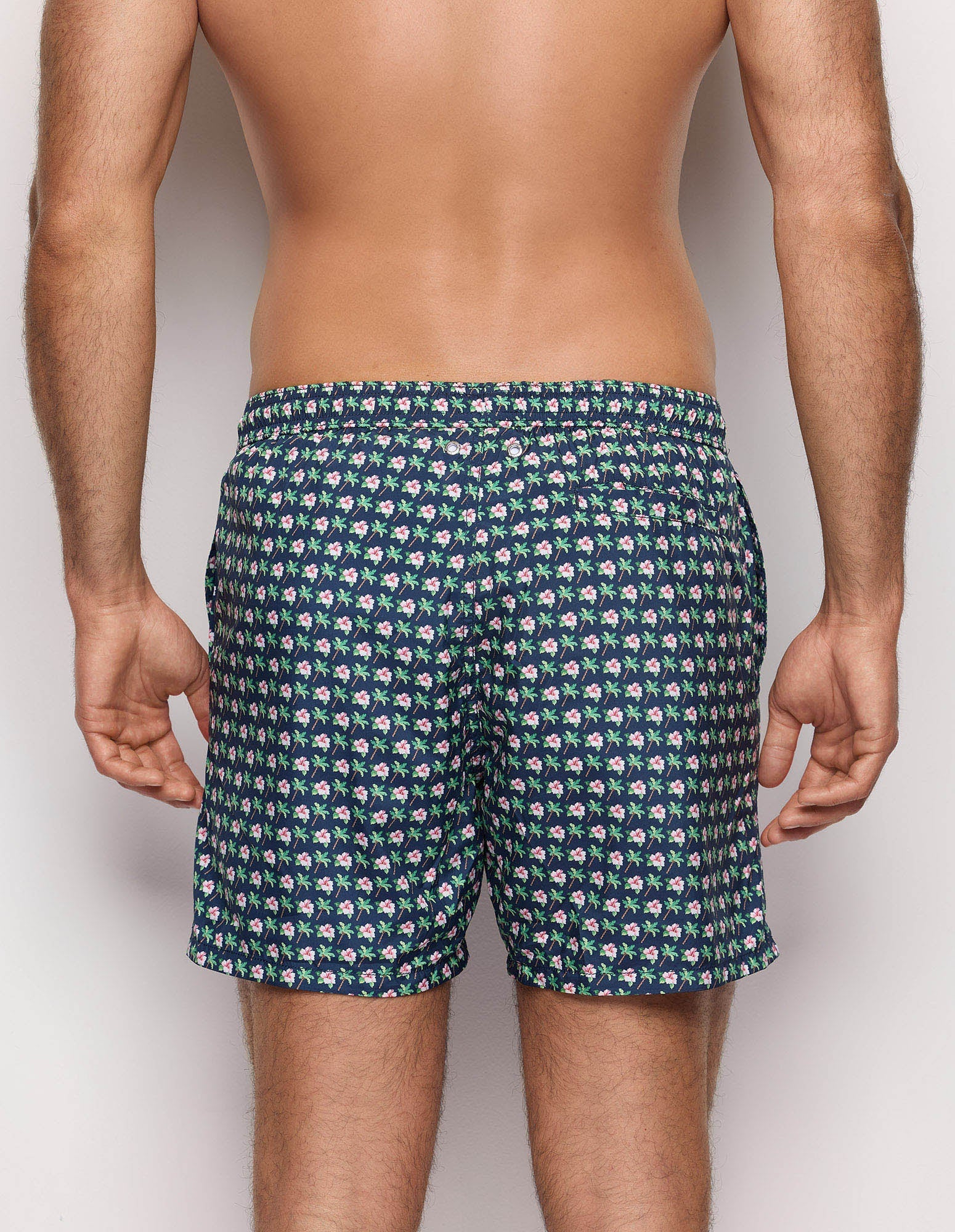 Costume boxer nero da uomo con fiori Tropical
