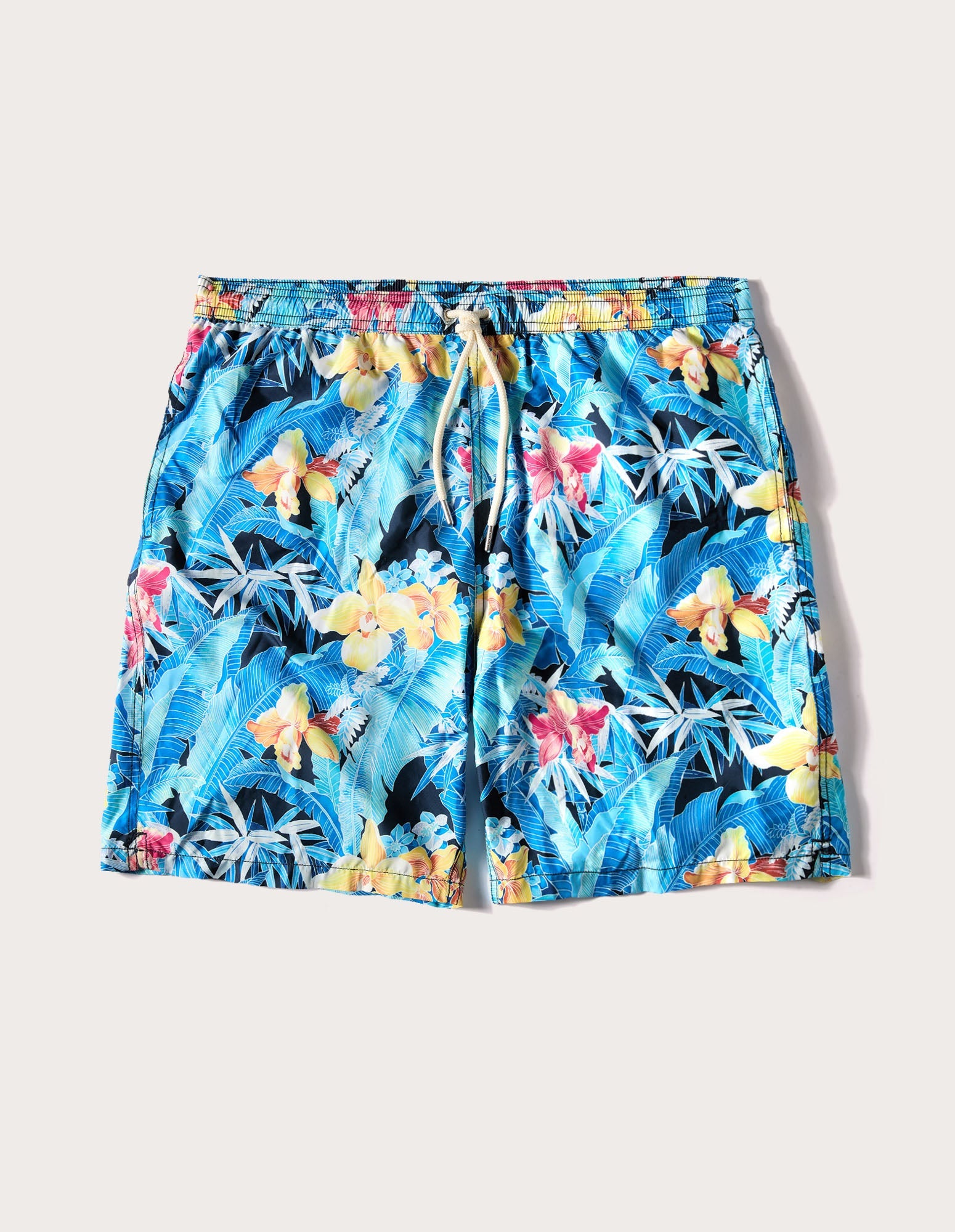 Costume boxer lungo da uomo con stampa tropicale e con fiori Tropical