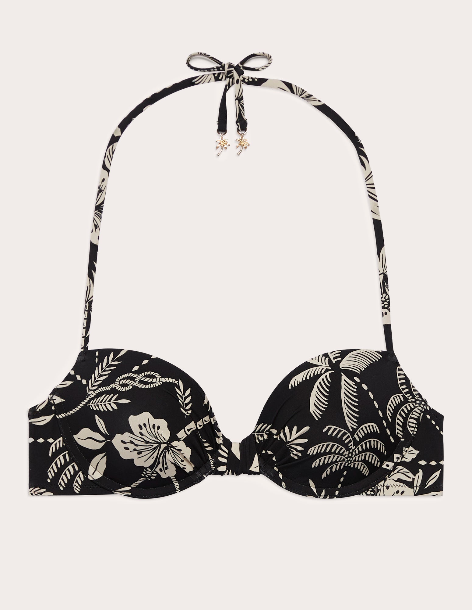 Push up costume imbottito con stampa tropicale Malibù