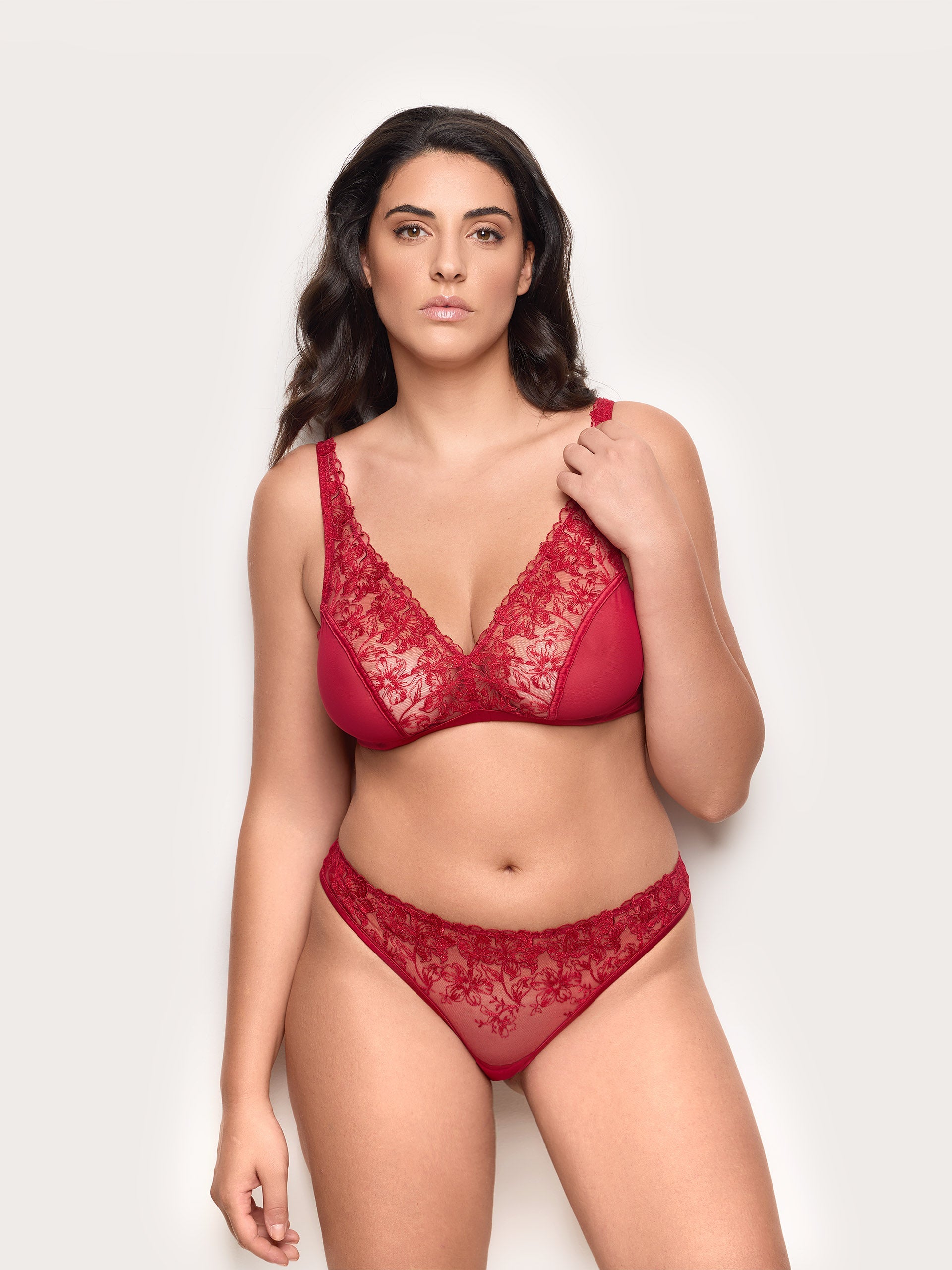 Brasiliana in tulle ricamato Red Bloom