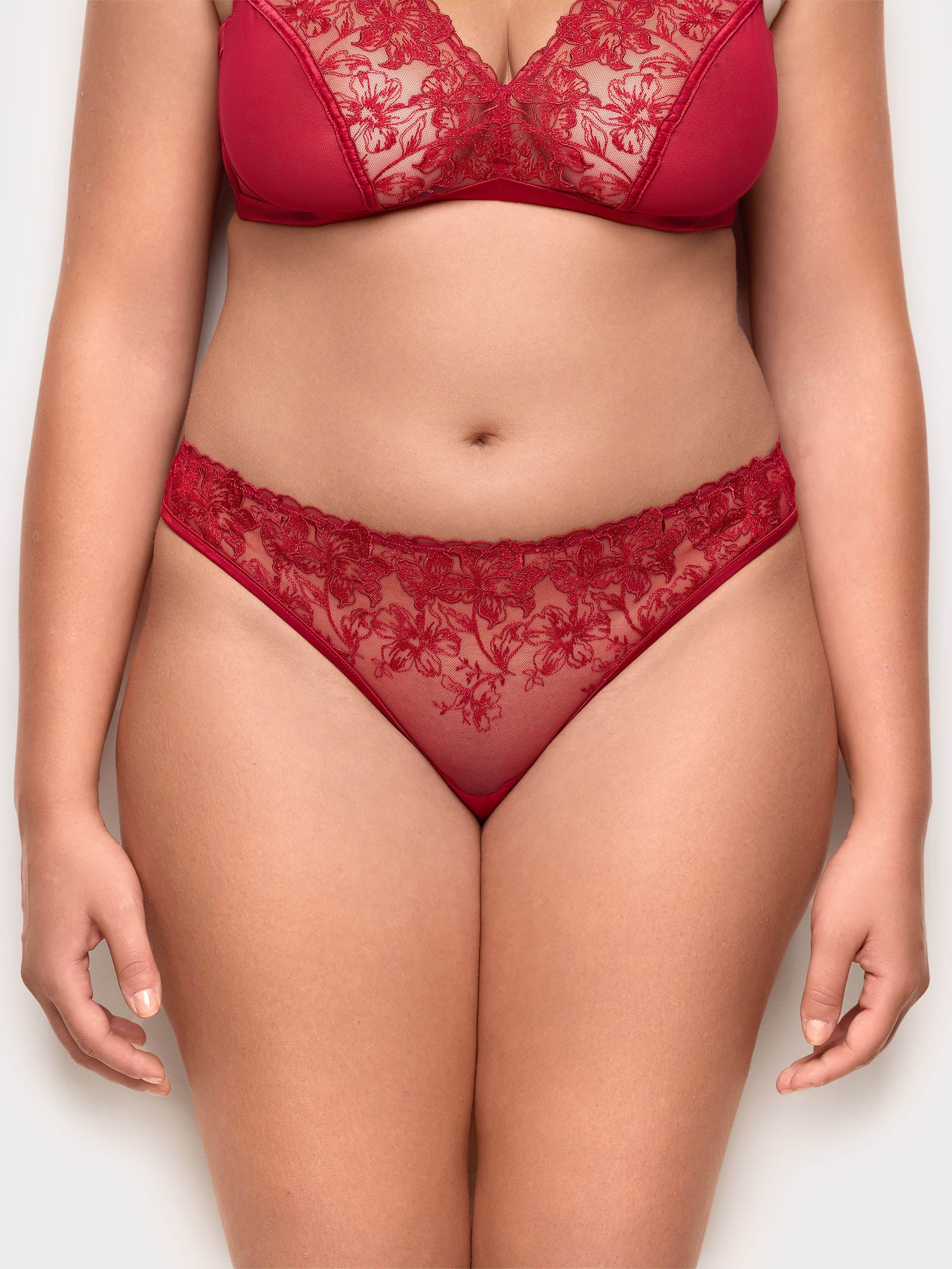 Brasiliana in tulle ricamato Red Bloom