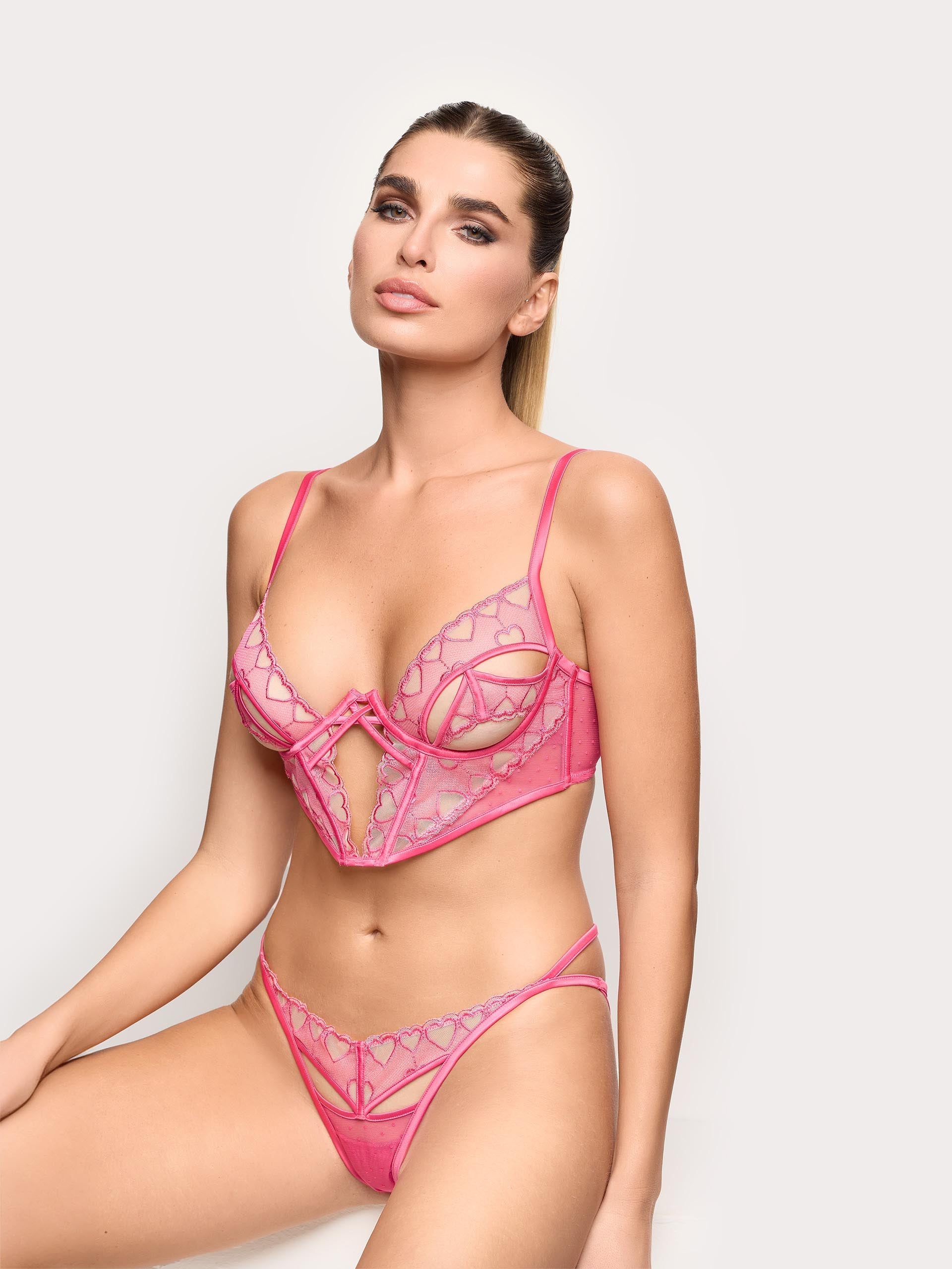 Bustier sfoderato con ferretto in tulle ricamato  -  Privè Beloved