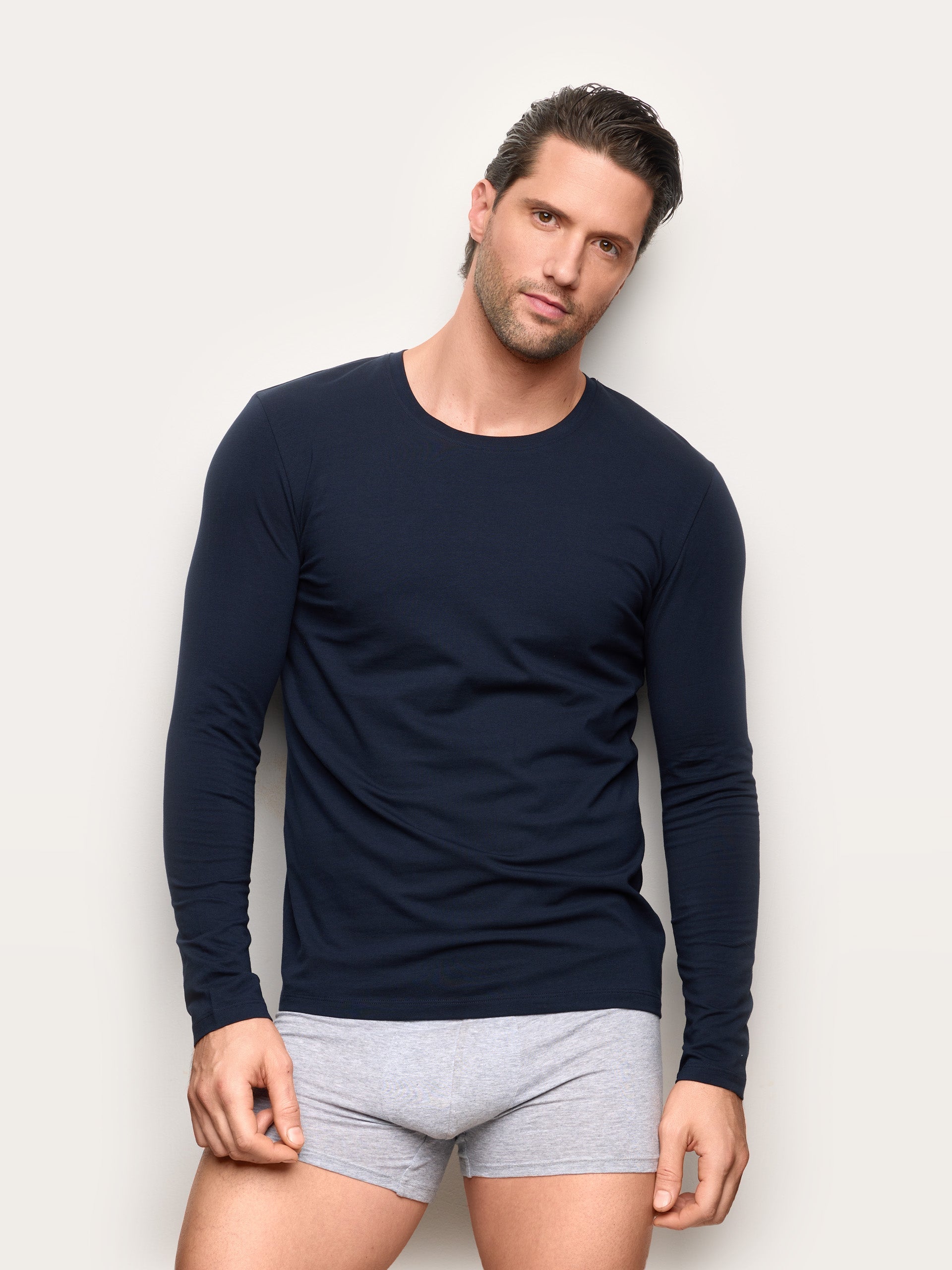 Maglia girocollo a manica lunga uomo in cotone Supima Luxury
