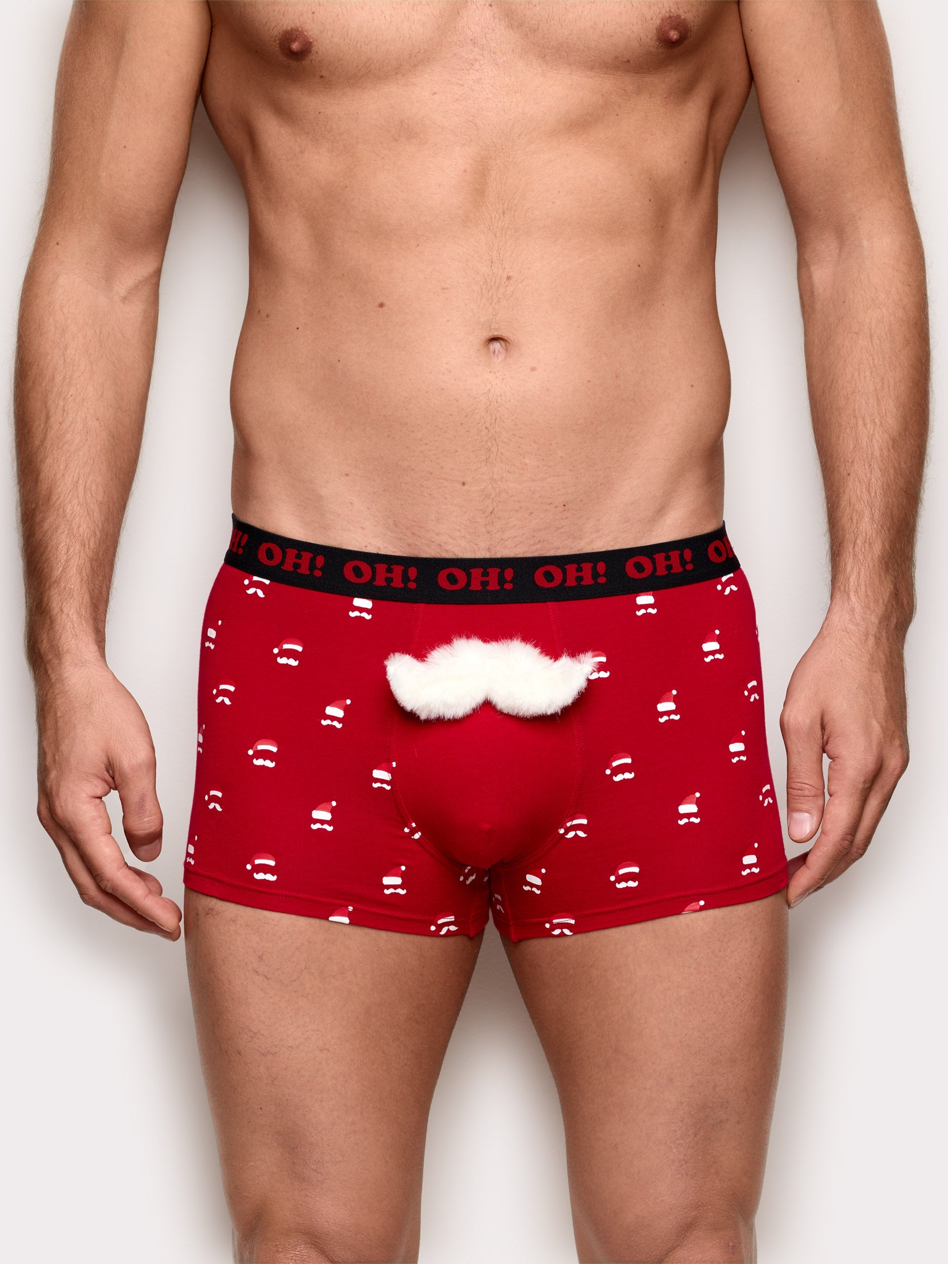 Boxer rosso  con baffi Hello Xmas