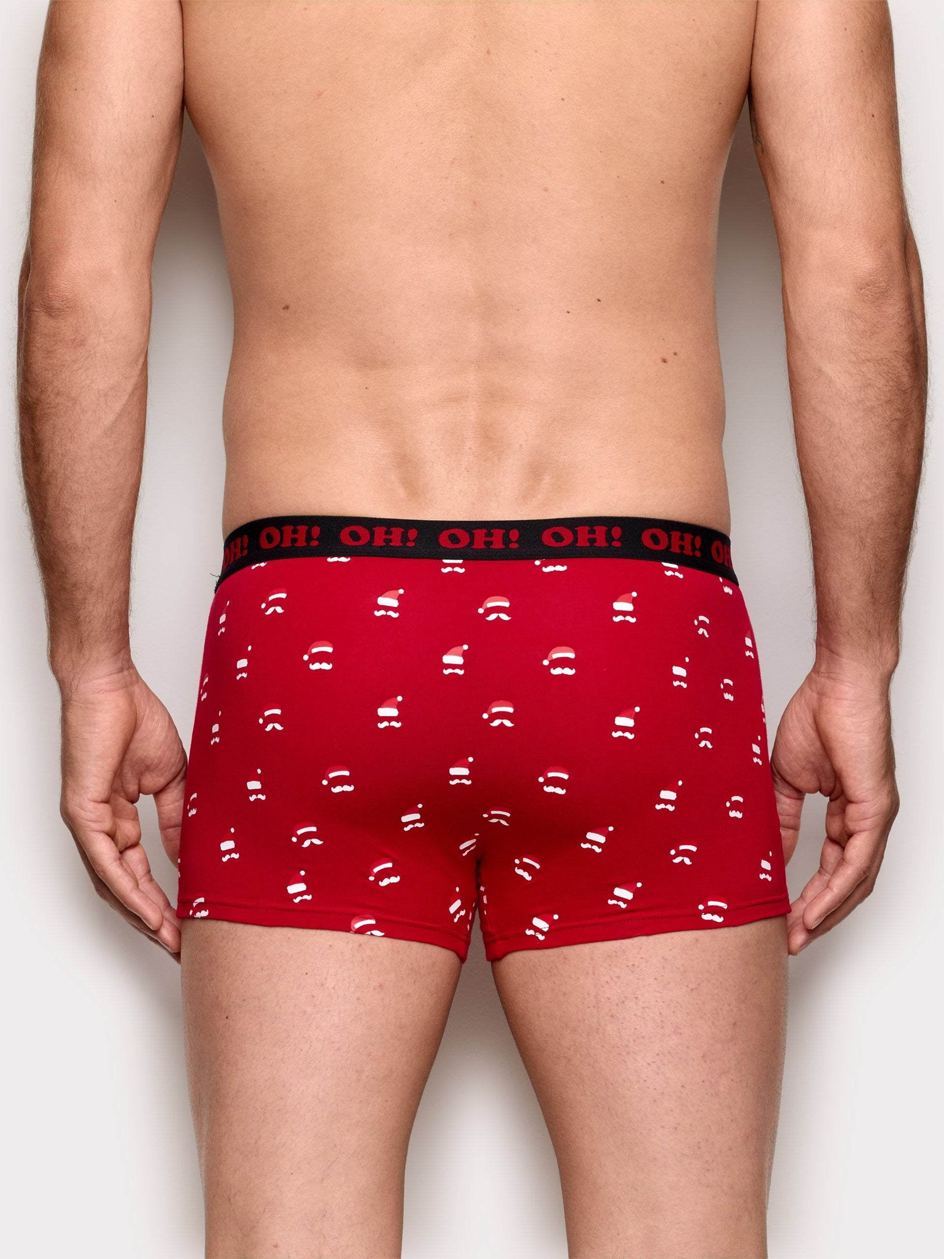 Boxer rosso  con baffi Hello Xmas