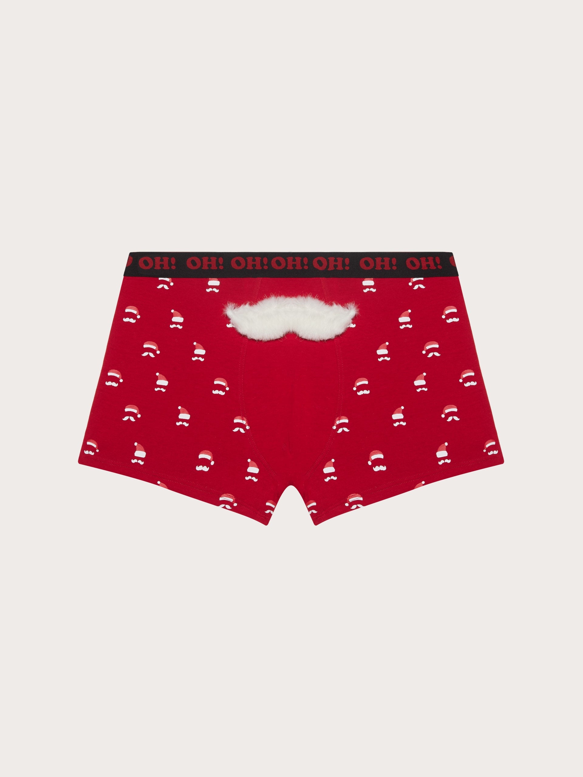 Boxer rosso  con baffi Hello Xmas